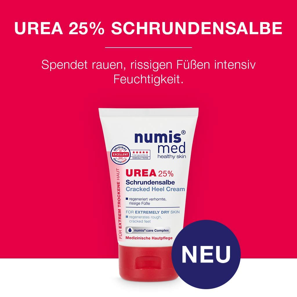 Numis Med 25% Urea Cracked Foot Cream - Vegan Skin Care for Dry Cracked Feet - Pack of 3 (3x50ml) - Perfect for Heel Repair & Foot Care