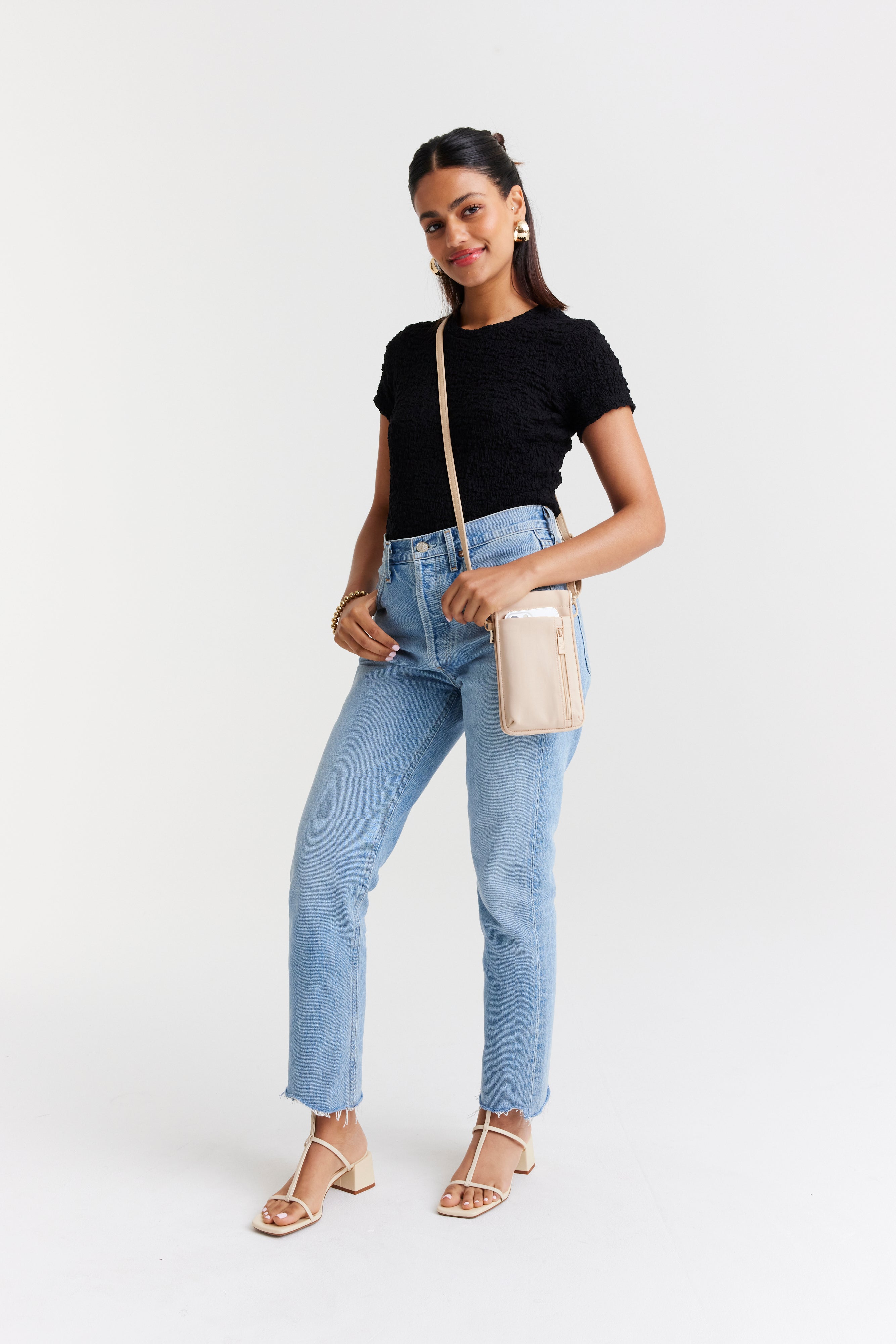 Stylish Beige ID Crossbody Bag for Women - Fashionable & Secure Everyday Purse - Perfect for Work, Travel, and Shopping