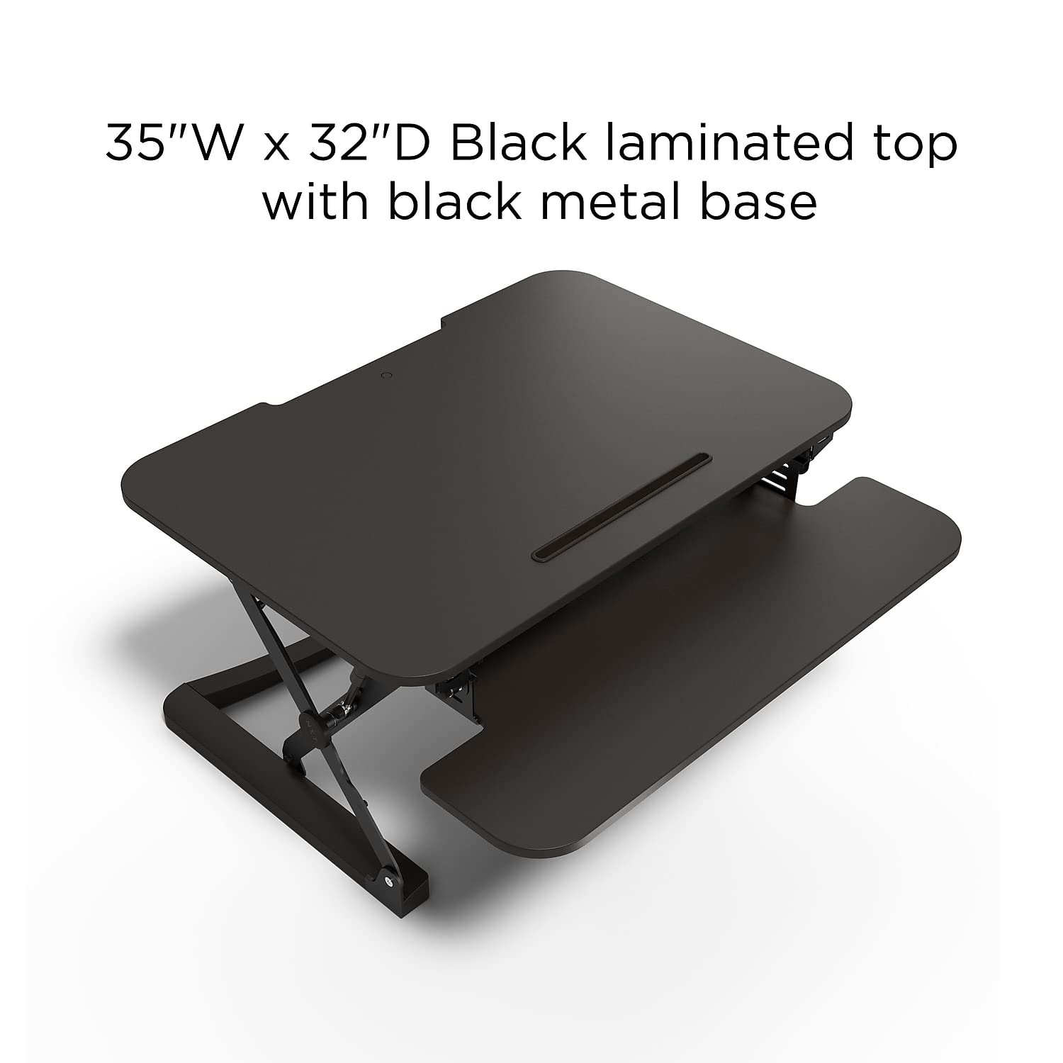 STAPLES 2452742 Adjustable Sit to Stand Desk Riser - 35 Inch Height Adjustable Standing Desk Converter for Home & Office Workspace