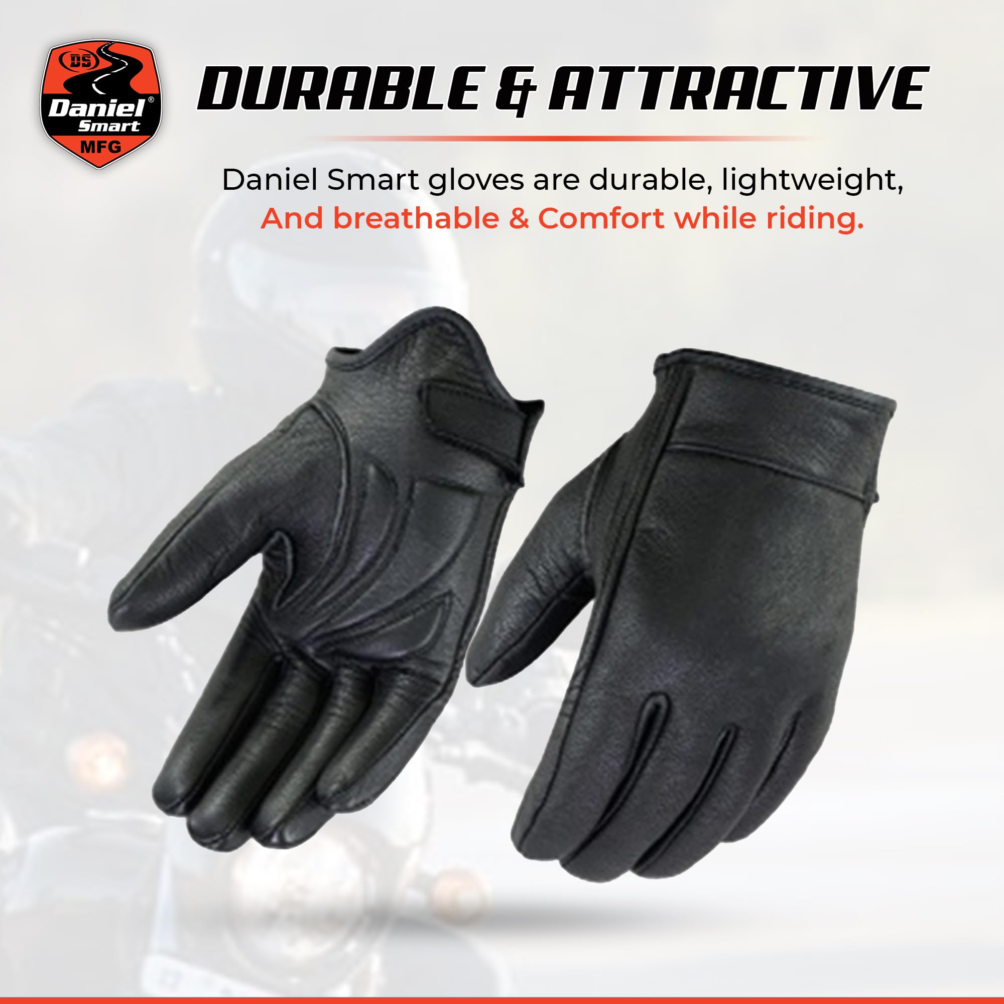 Premium Men's Aniline Goat Leather Motorcycle Gloves with Wrist Strap & Reinforced Palm - Daniel Smart Winter Riding Gloves for Bikers & Outdoor Enthusiasts - Perfect for Motorcycling, Cycling, and Cold Weather Activities