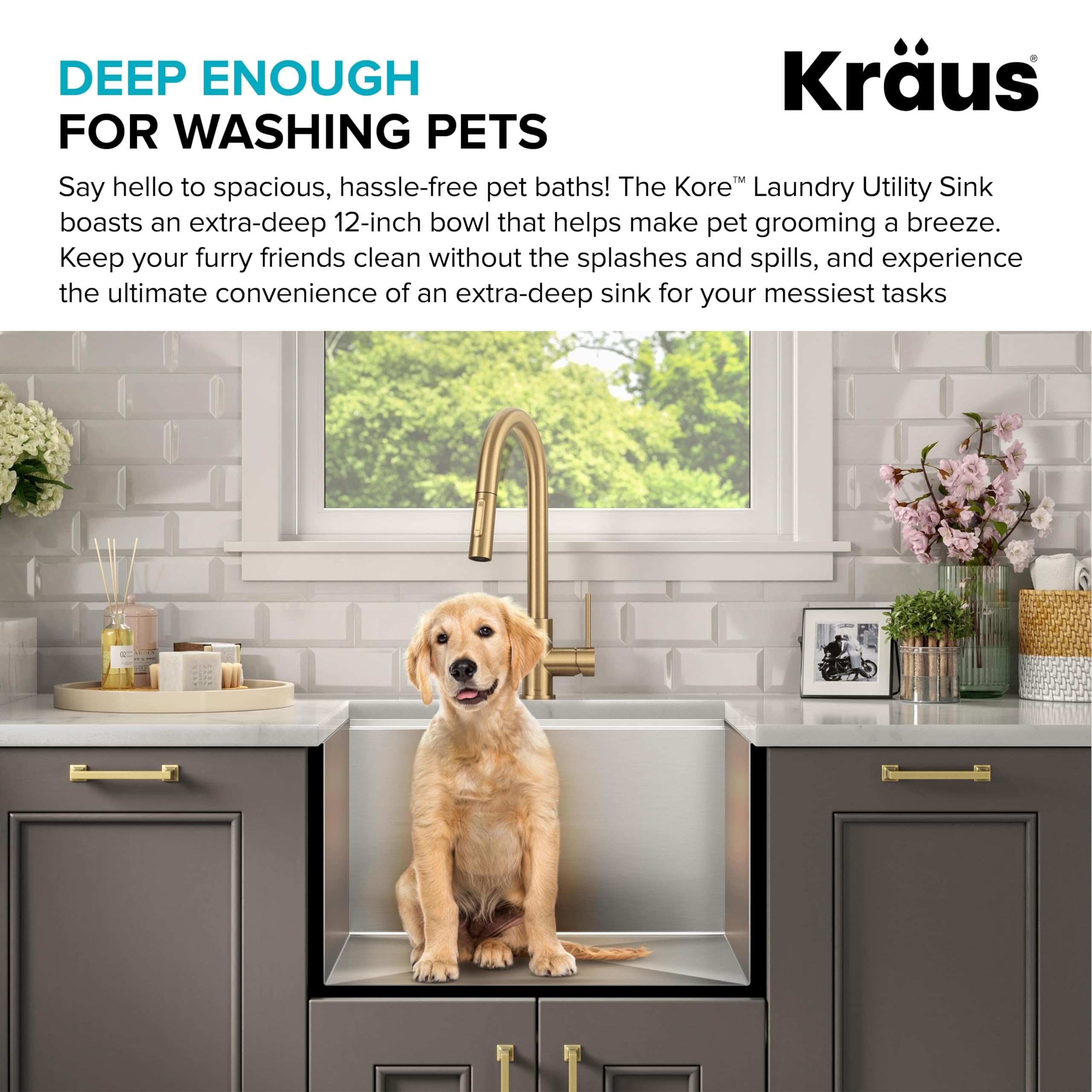 KRAUS Kore 23-Inch Undermount Workstation Single Bowl 16 Gauge Stainless Steel Kitchen Sink with Accessories - Deep Laundry Utility Sink for Heavy-Duty Cleaning, Dishwashing & Food Prep (Model KWU100-23L) | Perfect for Home Kitchens, Restaurants & Commercial Use