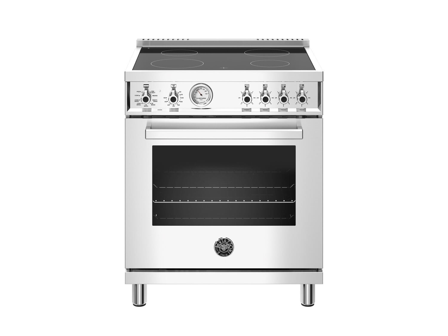 Bertazzoni PROF304CEMXE 30 Inch Stainless Steel Electric Range with 4 Heating Zones & Convection Oven - Perfect for Home Kitchen Cooking, Baking & Entertaining