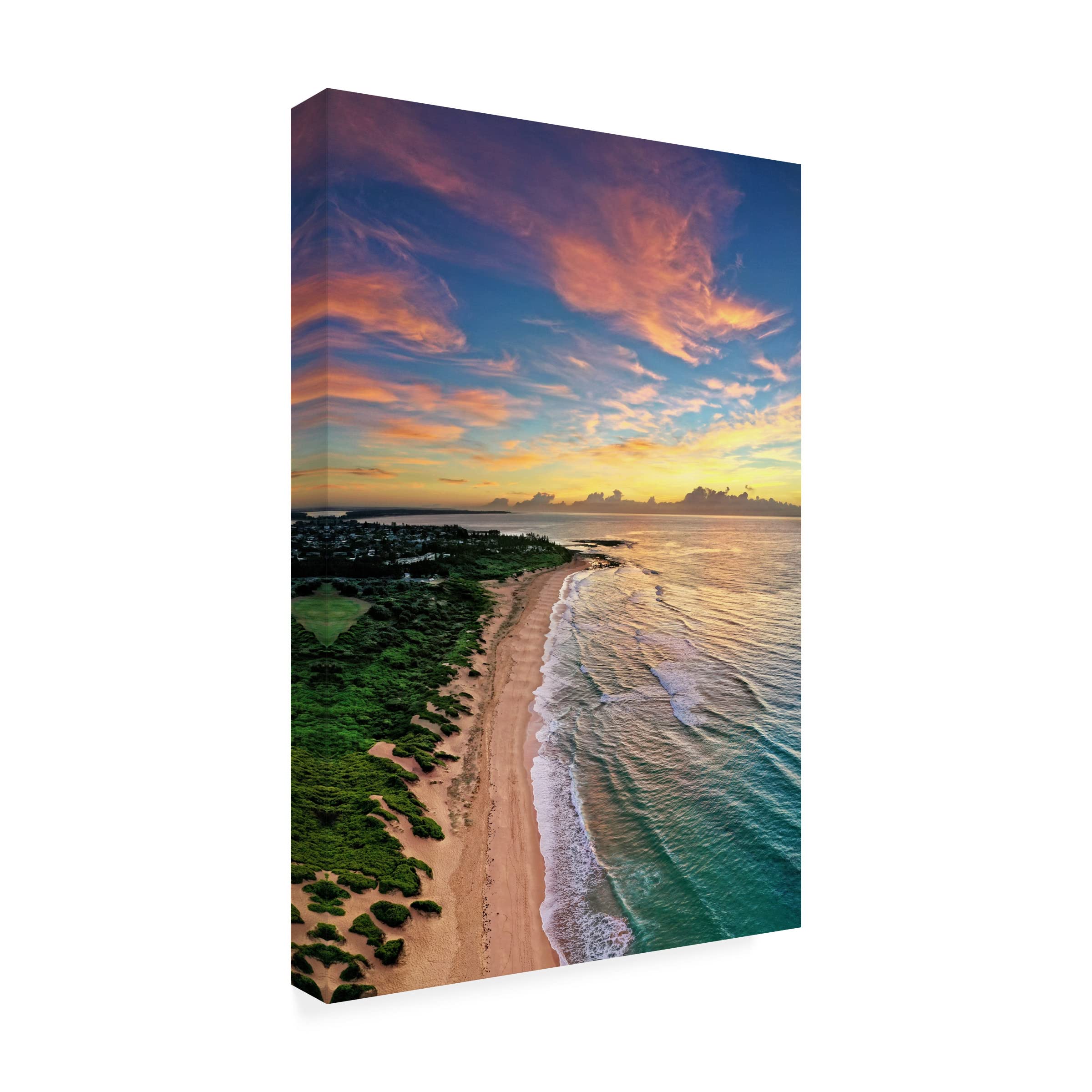 Trademark Fine Art 'Shelly Beach Sunrise' Canvas Wall Art Print by Beata Czyzowska Young - Coastal Sunrise Painting for Living Room, Bedroom & Office Decor