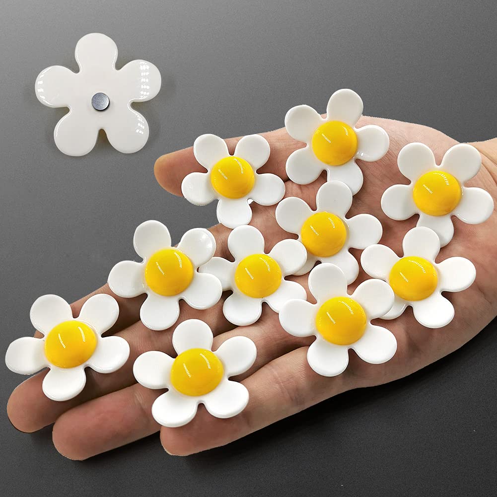 10pcs Extra Large 36mm Sunflower Daisy Fridge Magnets - Strong Magnetic Whiteboard Refrigerator Decor for Kitchen, Office & Home Organization - Perfect for Notes, Photos & Memos