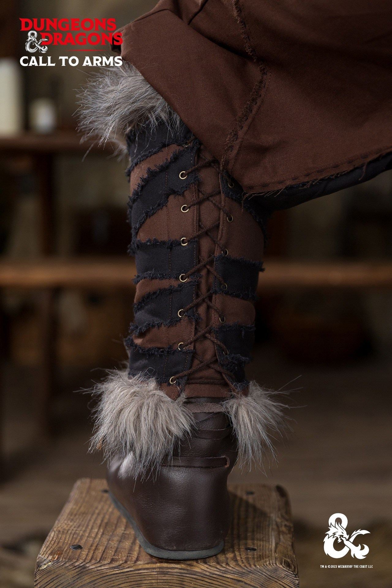 Dungeons & Dragons Barbarian Greaves - Brown & Black Leather Armor for LARP, Cosplay & Tabletop RPG Gaming