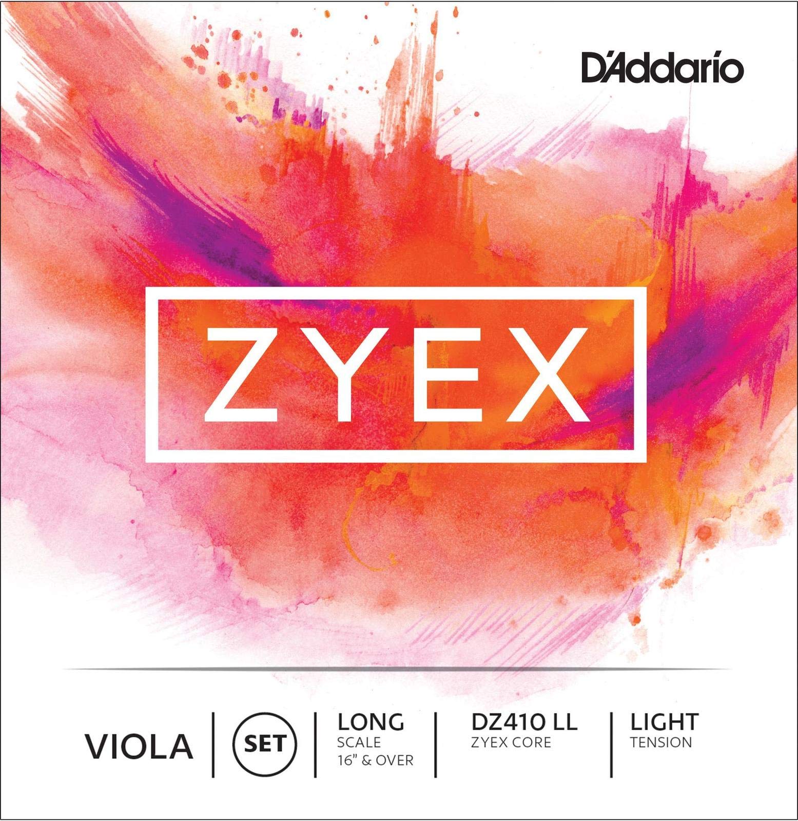 D'Addario Zyex Viola Strings Set - Long Scale Light Tension Synthetic Core Strings for Professional Violists | Perfect for Orchestral Performances & Practice Sessions