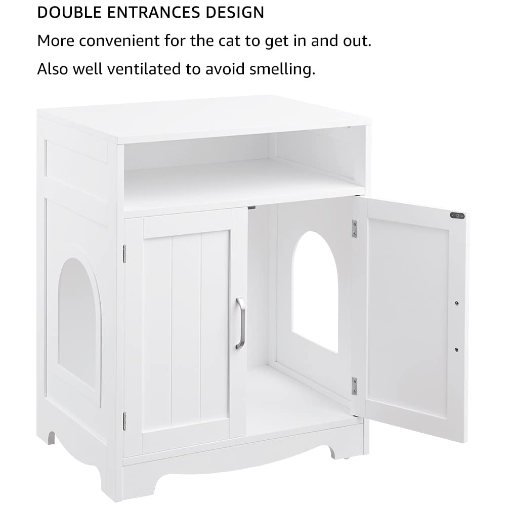 BeeNbkks Wooden Cat Litter Box Furniture - Hidden Washroom Enclosure with Cat House Nightstand, Indoor Pet Cabinet Crate for Home Decor | Perfect for Living Rooms, Bedrooms & Small Spaces