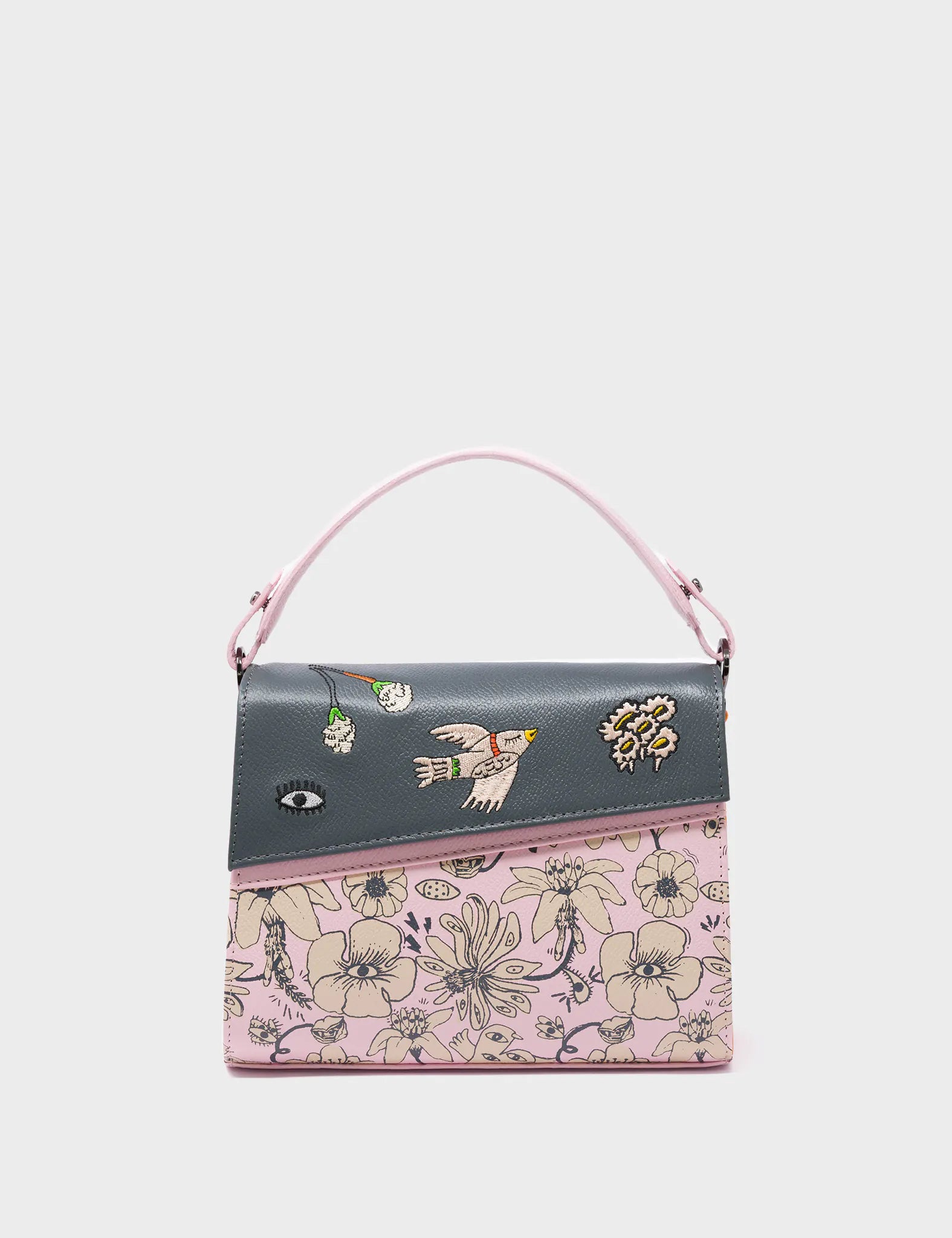 Anastasio Mini Crossbody Handbag for Women - Parfait Pink Genuine Leather with Floral Design, Perfect for Daily Use, Travel & Date Night