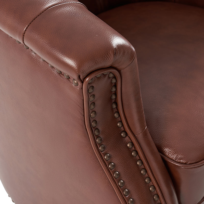 Morris Chesterfield Traditional Rocker Button Tufted Swivel Chair - Classic Leather Upholstered Recliner for Living Room, Office & Study - Perfect for Relaxing, Reading & Entertaining Guests