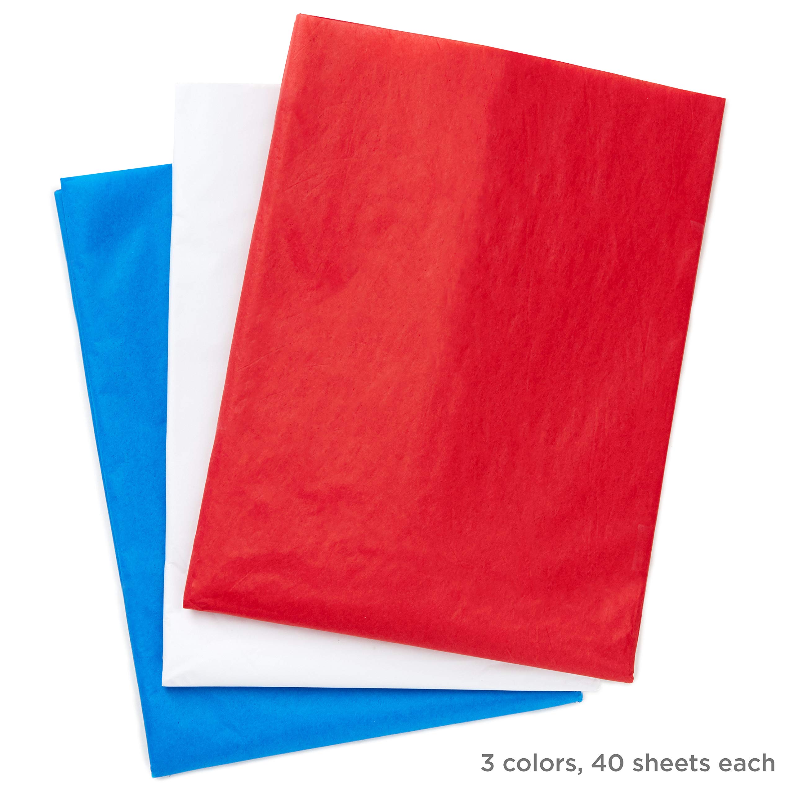 Hallmark Red White Blue Bulk Tissue Paper - 120 Sheets for Gift Wrapping, Party Decorations, Gift Bags | Perfect for Birthdays, Graduations, 4th of July, Christmas, Hanukkah Celebrations | Great for DIY Crafts, Table Settings, and Festive Home Decor