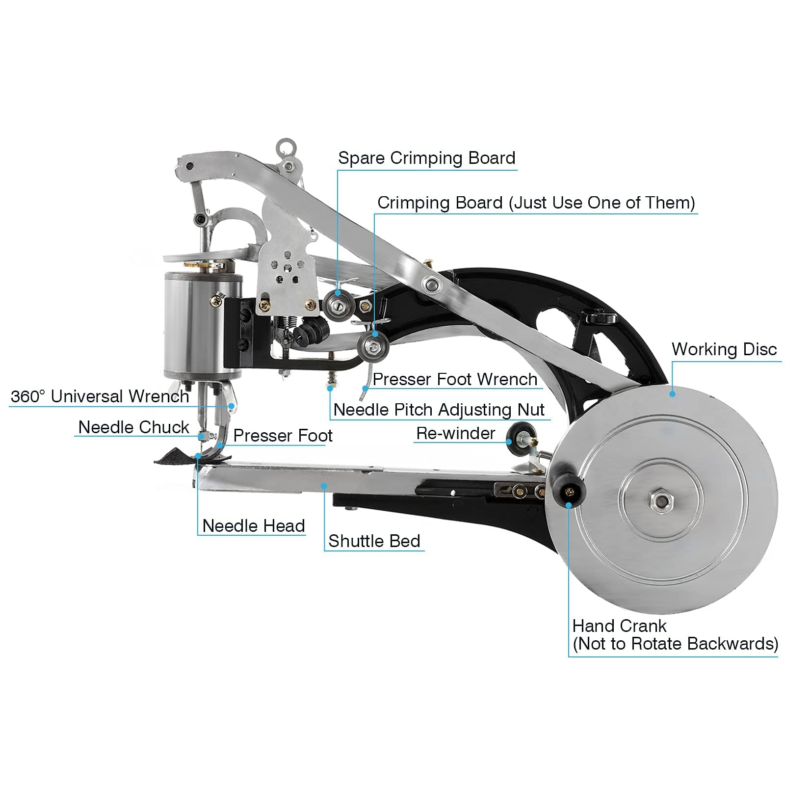 Ironwalls Heavy Duty Manual Leather Sewing Machine - Shoe Repair Kit with Cotton Nylon Thread & Spare Parts | Hand Operated Cobbler Tool for Shoes, Bags, Tents, Jackets & Outdoor Gear Repair | Perfect for Home DIY, Professional Shoe Repair & Camping Equipment Maintenance