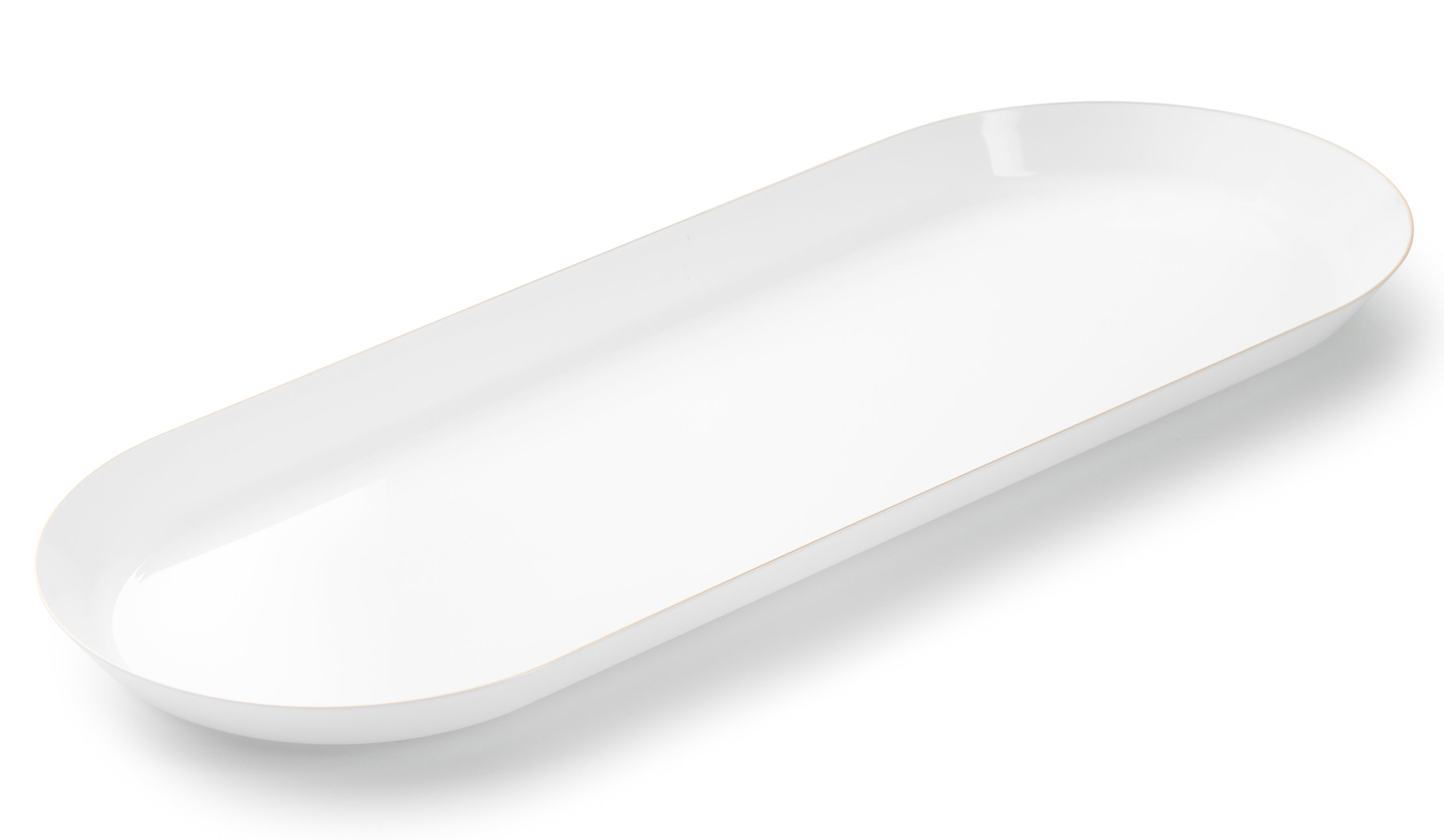 2 Pack Classic White & Gold Rim Oval Serving Platters - Elegant Appetizer & Dessert Dishes for Parties, Weddings & Holiday Entertaining