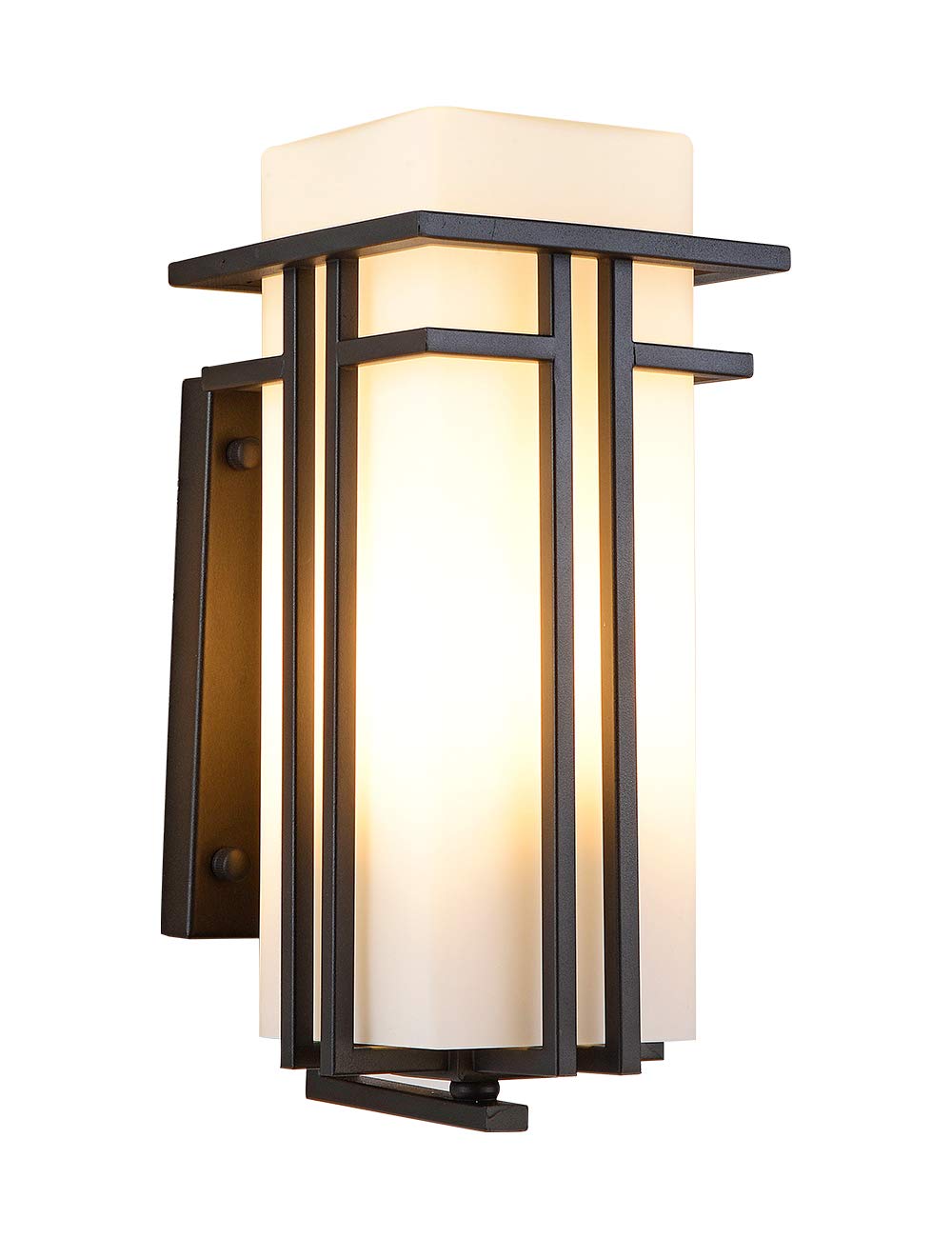 Waterproof Black Outdoor Wall Lantern - Square Metal Frame with Frosted Glass - Exterior Porch Light for Entryways, Yards, Garage & Front Door - Weather Resistant for All Seasons