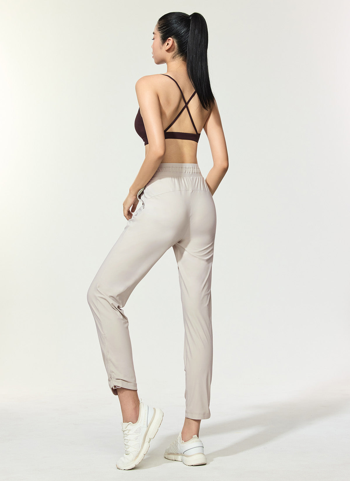 Cooling Tricot Shirring Jogger Pants for Women - Soft Stretchy Lounge Pants for Yoga, Running & Home Comfort