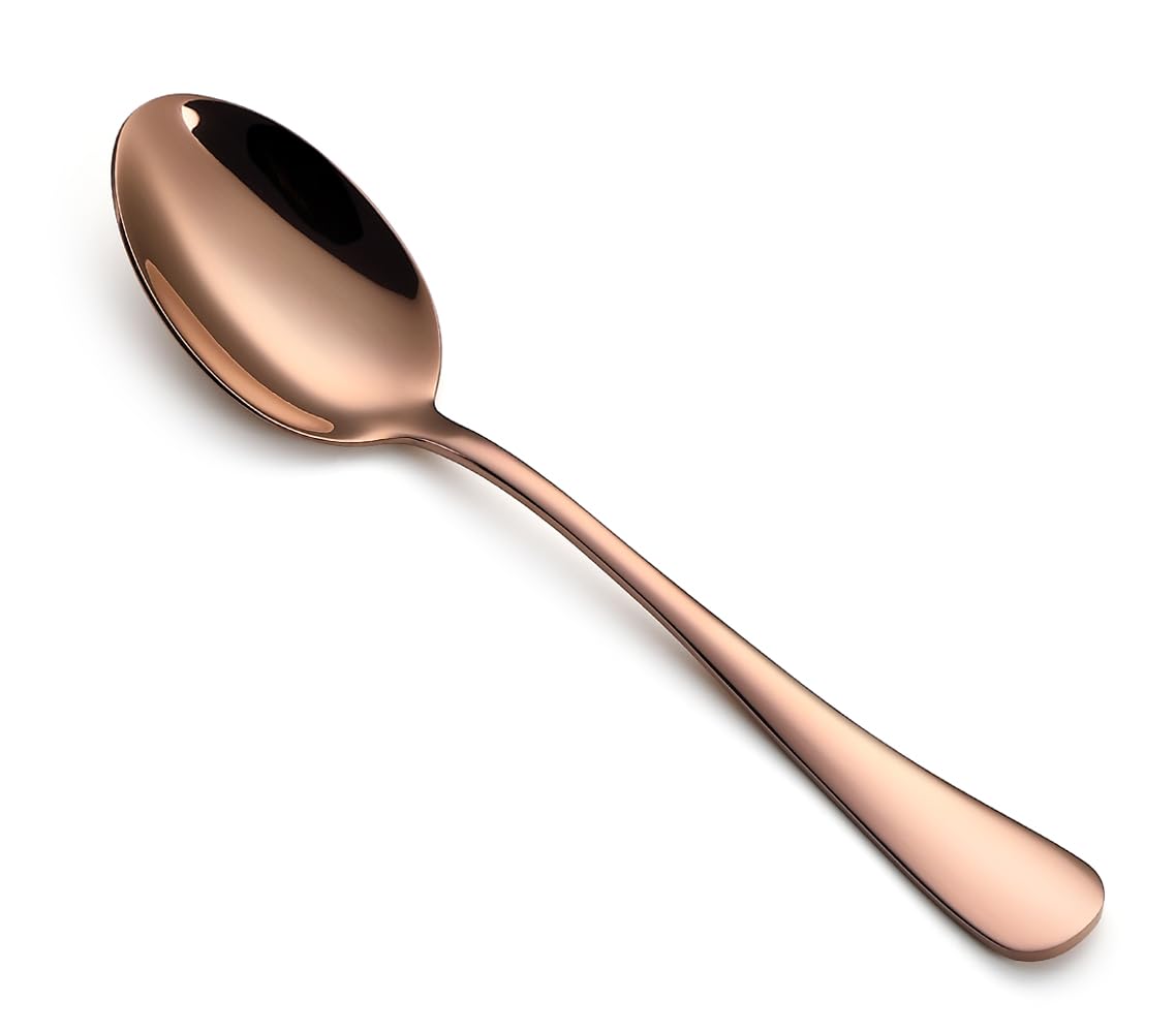 8-Piece Rose Gold Teaspoons Set - Stainless Steel Dessert & Coffee Spoons with Mirror Finish - Dishwasher Safe, 6.7 Inches - Perfect for Tea Parties, Coffee Bars & Elegant Dining