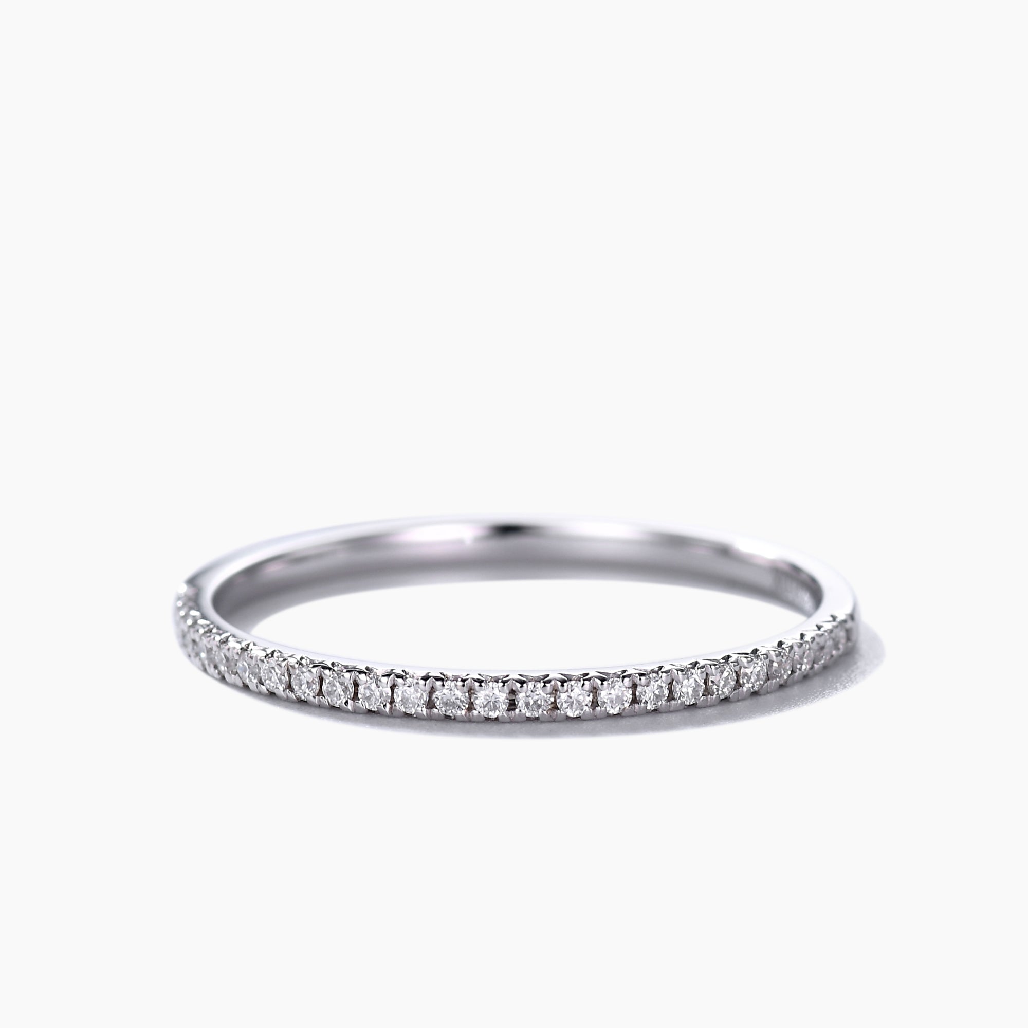 14K White Gold Petite V Pave Diamond Half Eternity Wedding Ring - Elegant Bridal Jewelry for Engagement, Anniversary & Special Occasions