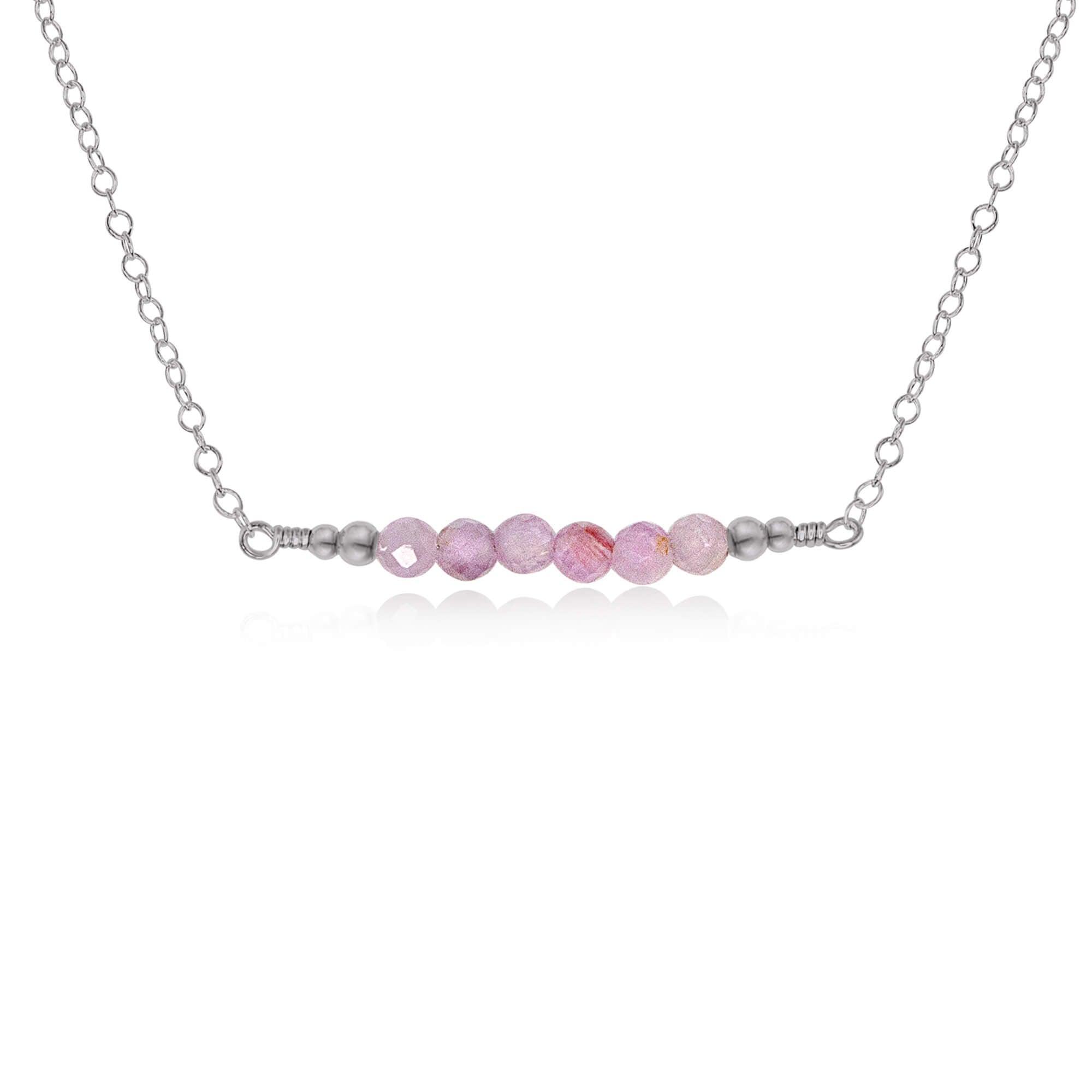 Sparkling Kunzite Faceted Bead Bar Necklace - Elegant Rose Quartz Jewelry for Women, Dainty Layering Necklace for Everyday Wear, Perfect Gift for Birthday, Anniversary & Valentine's Day