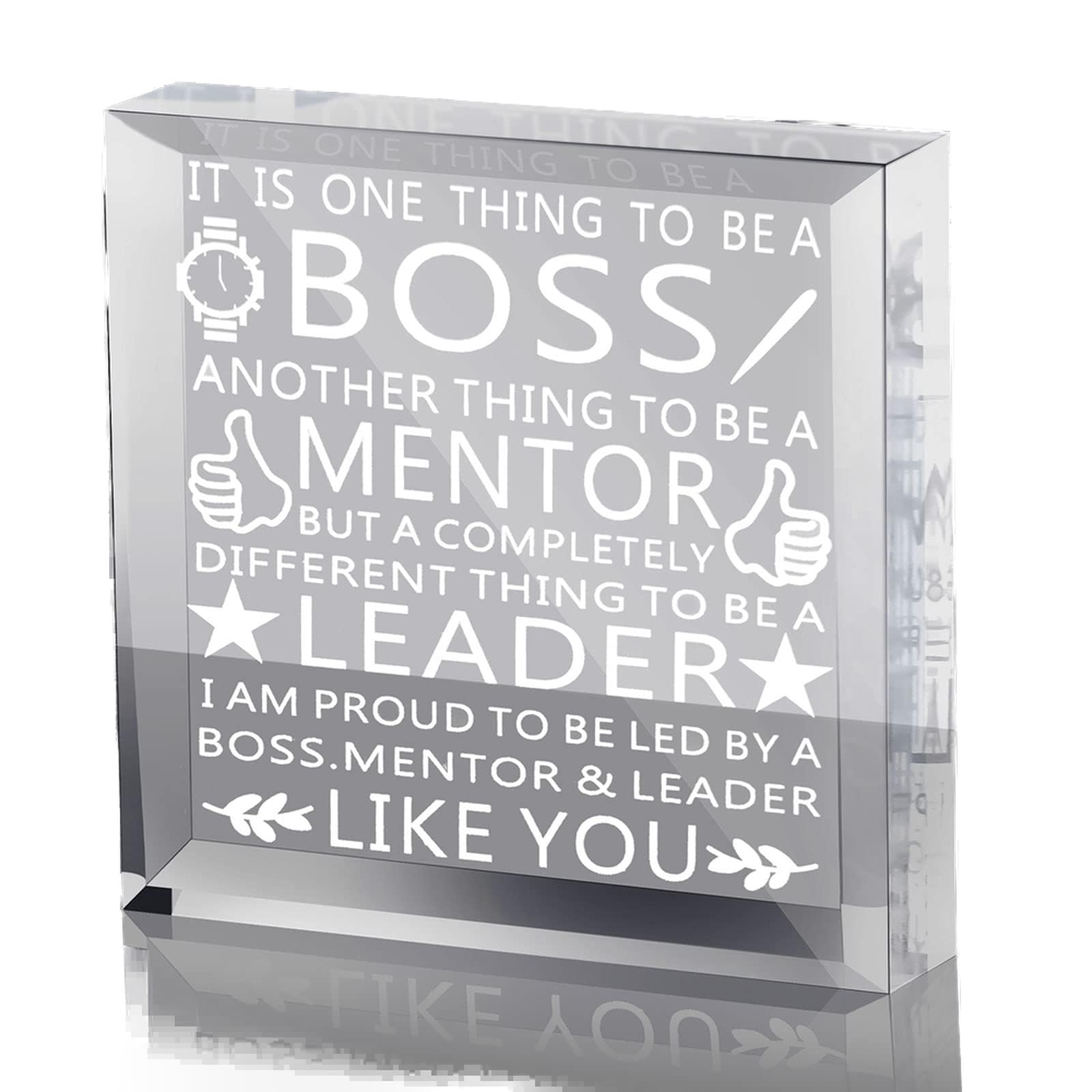 Blulu Acrylic Boss Gift for Women & Men - Elegant Office Desk Decor, Leader Appreciation Present for Birthday, Boss Day, Farewell - Perfect for Workplace, Home Office, and Corporate Events