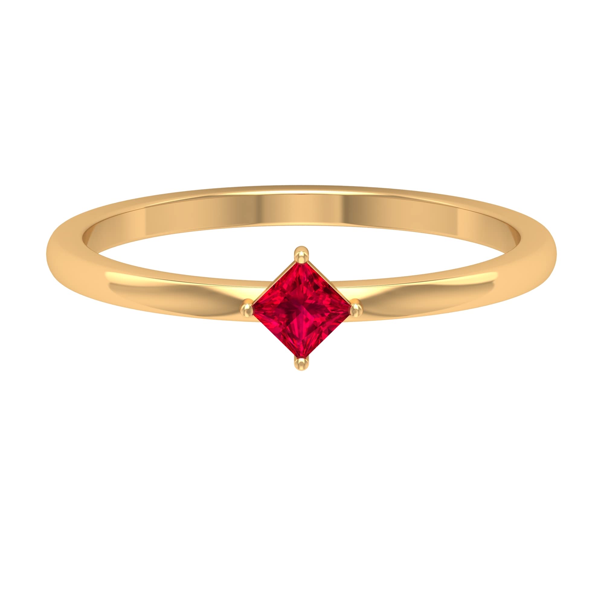 0.25 CT Princess Cut Certified Ruby Promise Ring - 14K Solid Gold July Birthstone Ring for Women | Anniversary, Engagement & Romantic Gift Idea