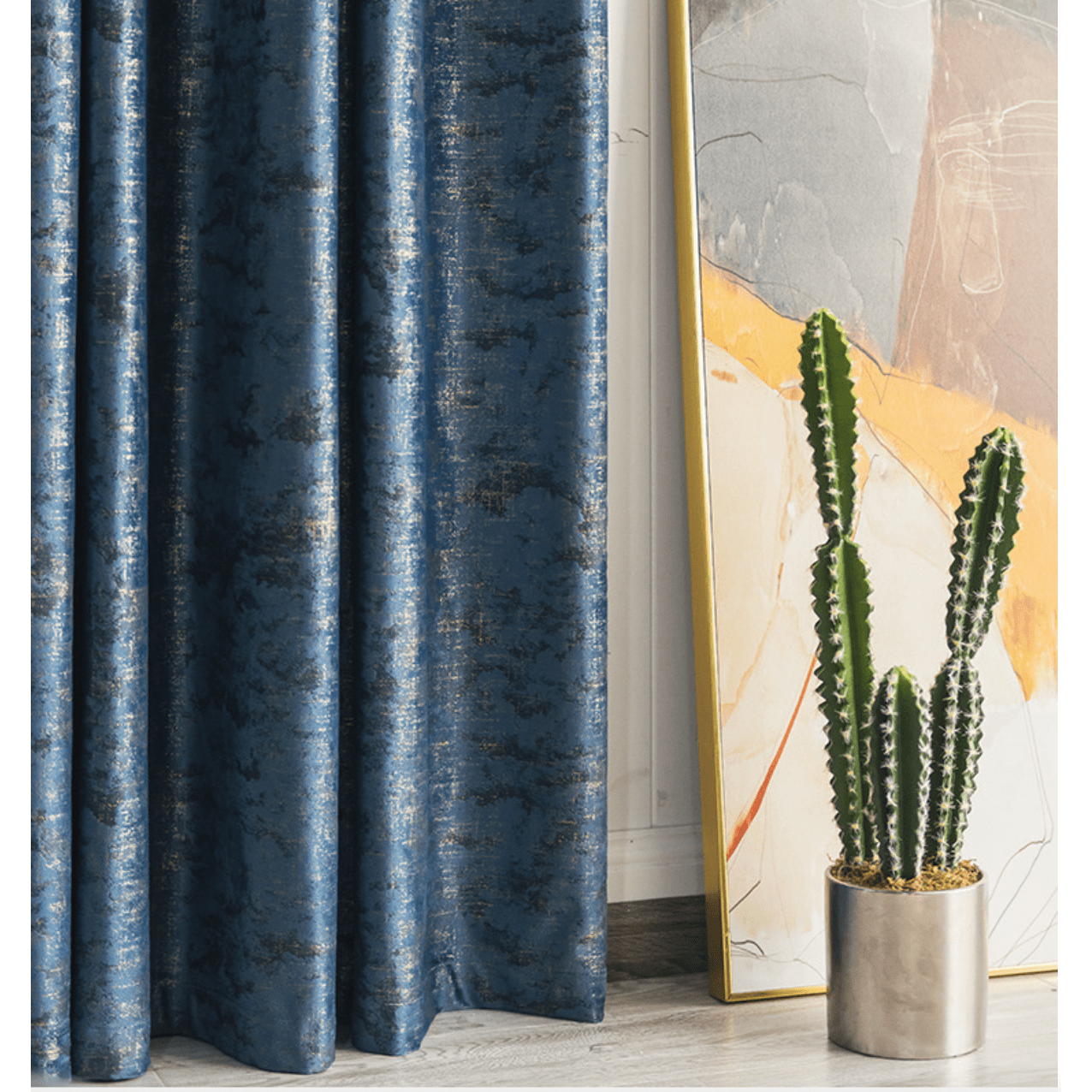 Ethan Modern Luxury Velvet Textured Curtains - Blue Blackout Drapes for Living Room & Bedroom | Soft Noise Reducing Window Treatments for Home Decor