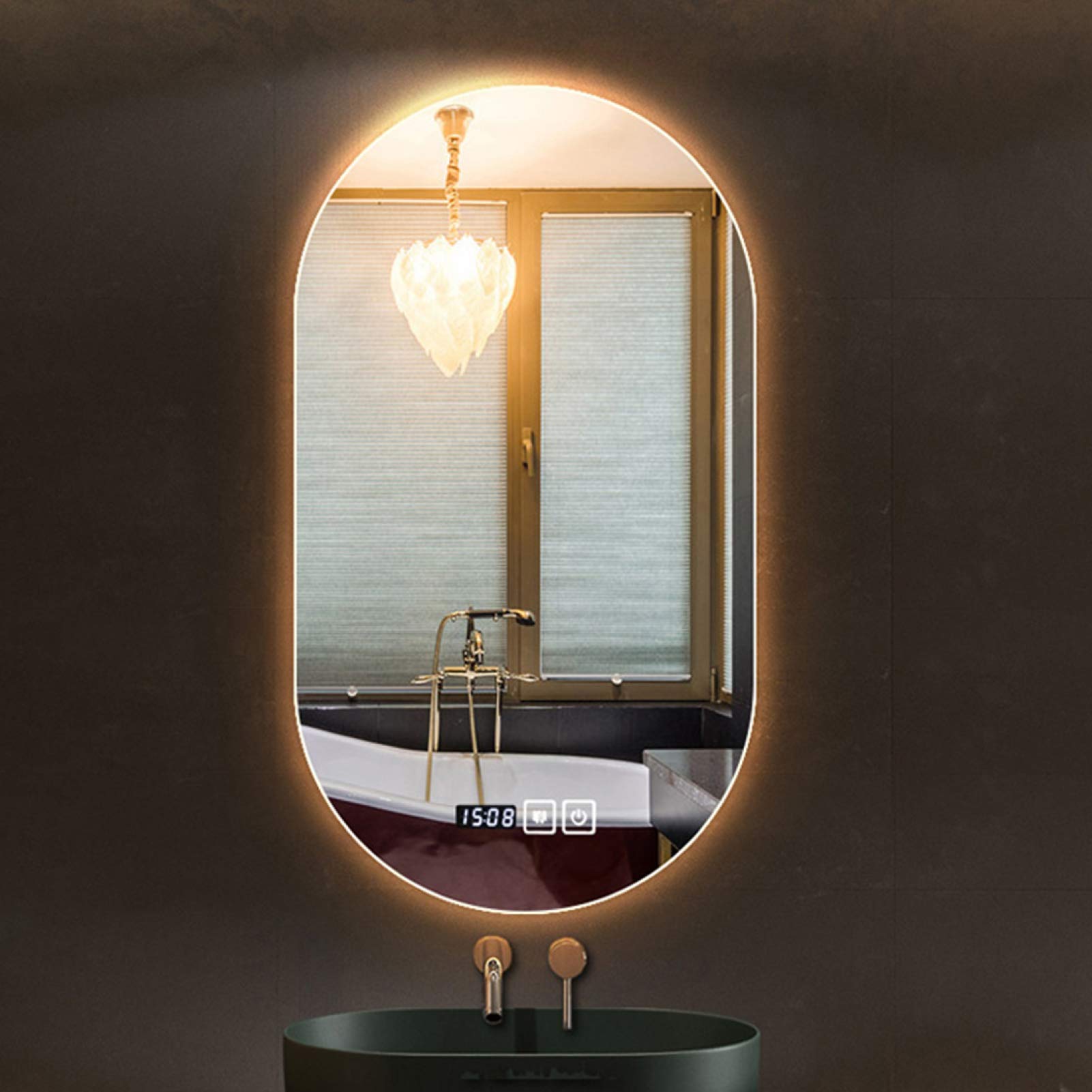 DPPAN Anti-Fog LED Bathroom Mirror - Dimmable, Wall Mounted for Makeup