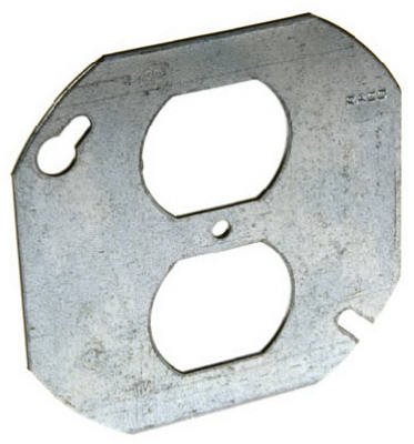 Hubbell Raco 0731 Single Gang Octagon Duplex Box Cover - Weatherproof Electrical Outlet Cover for Outdoor & Indoor Use - Ideal for Patios, Garages, and Basements