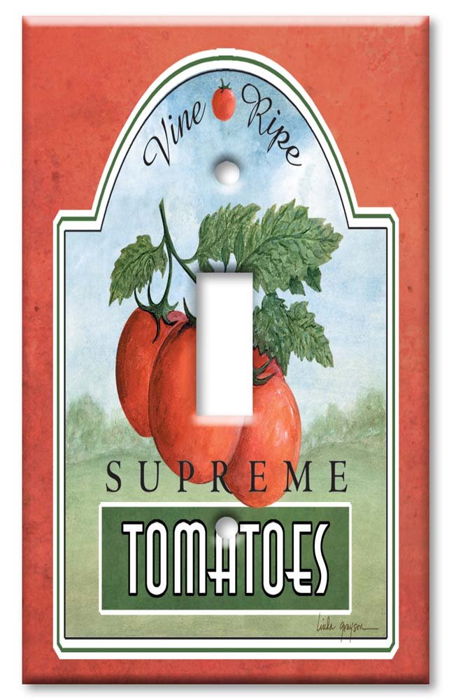 Tomato-Themed Art Plates - Decorative Single Toggle Switch Plate Cover for Kitchen & Dining Room Decor