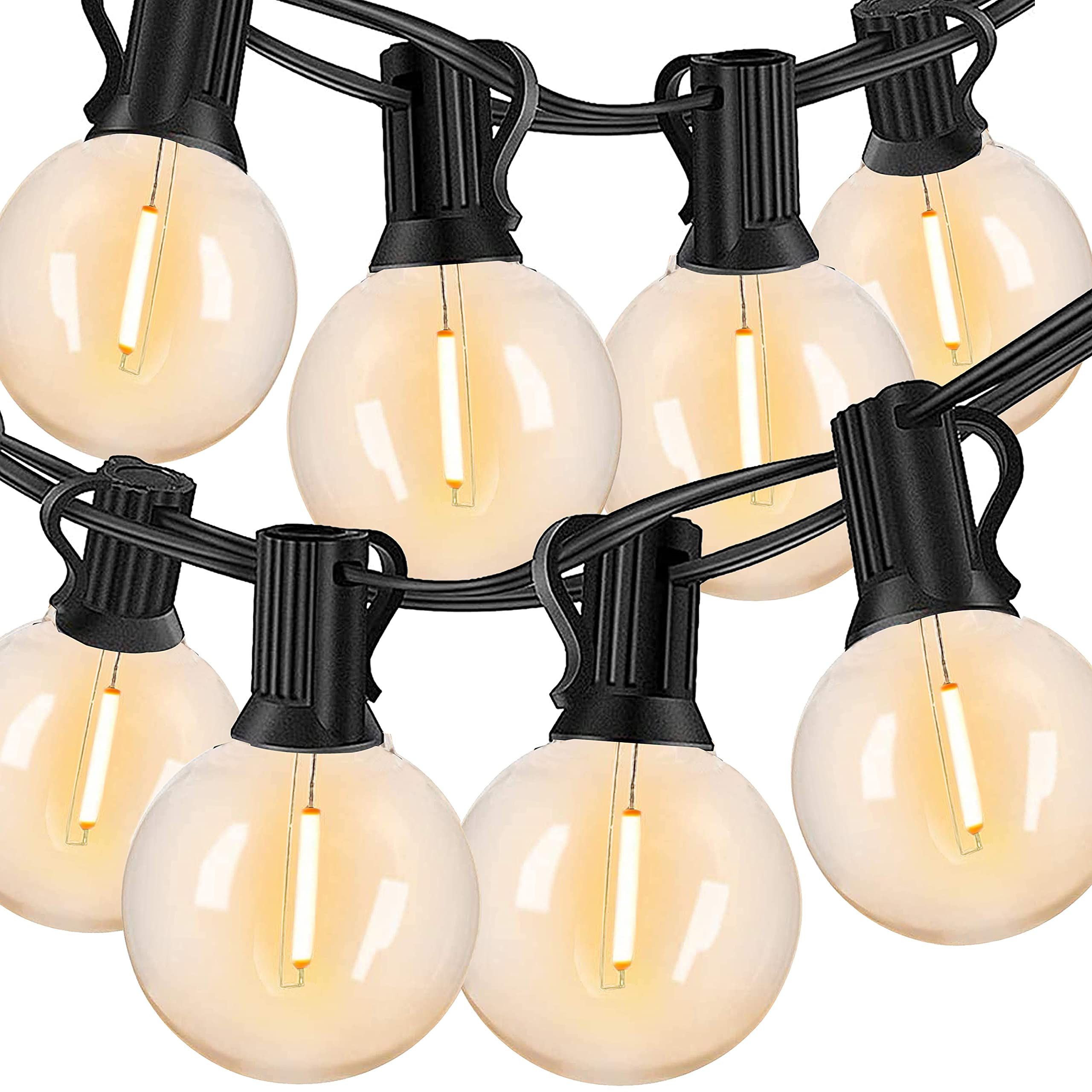 25 Bulbs LED G40 Globe Waterproof String Lights - UL Listed Indoor/Outdoor Commercial Decor, Weatherproof for Tents, Market, Cafe, Porch, Backyard, Bistro & Party Lighting | Perfect for Weddings, Christmas, Garden and Patio Decorations