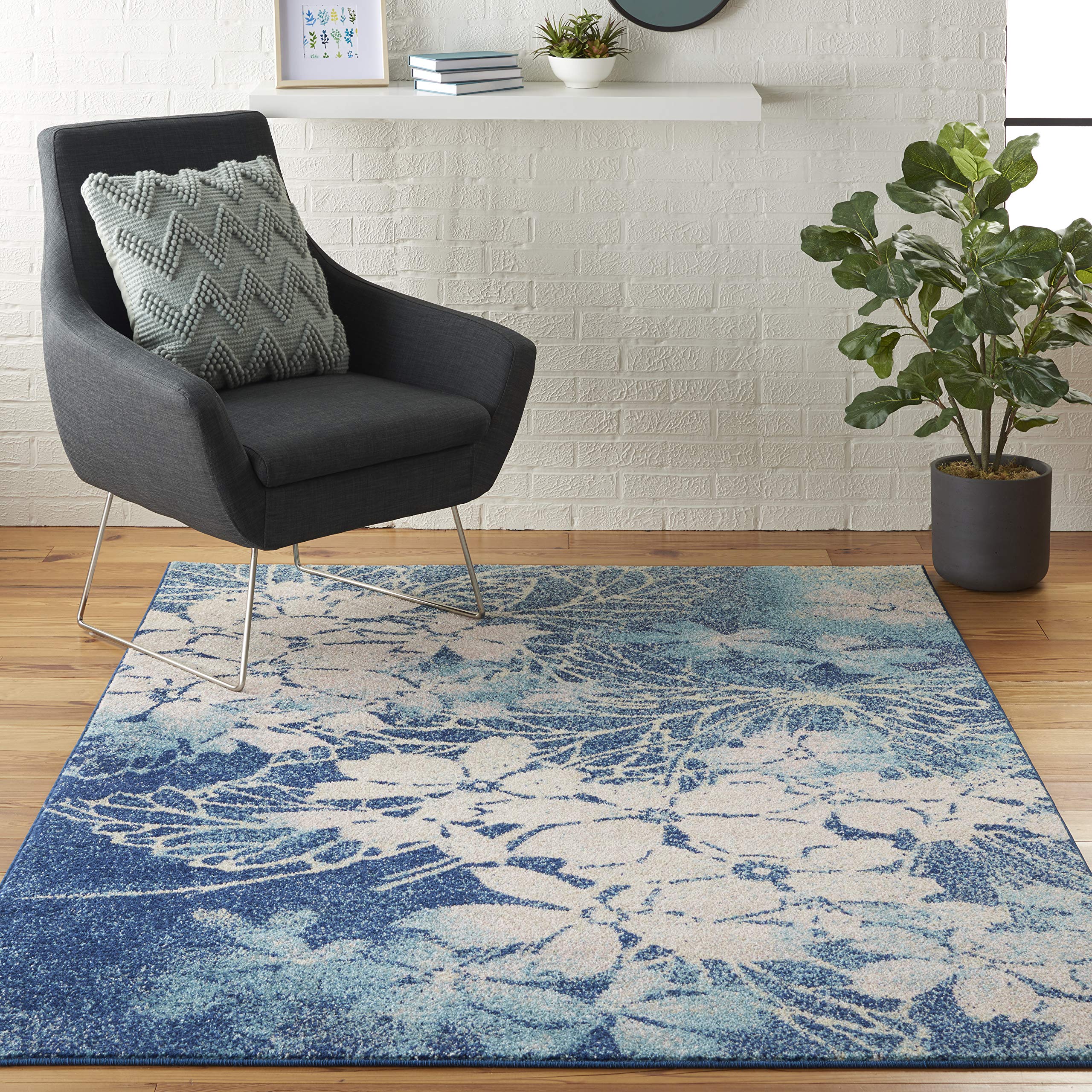 Nourison Tranquil Floral Navy/Pink 5'3