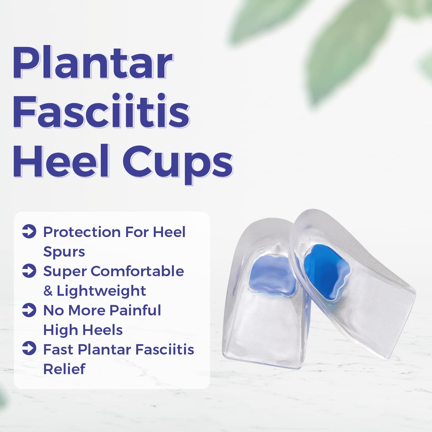 Dr. Foot Gel Heel Cups Pair - Plantar Fasciitis Relief, Bone Spurs & Heel Pain Support - Massaging Shock Absorbing Gel Inserts for Men & Women - Perfect for Running, Walking & Standing All Day (Pack of 2)