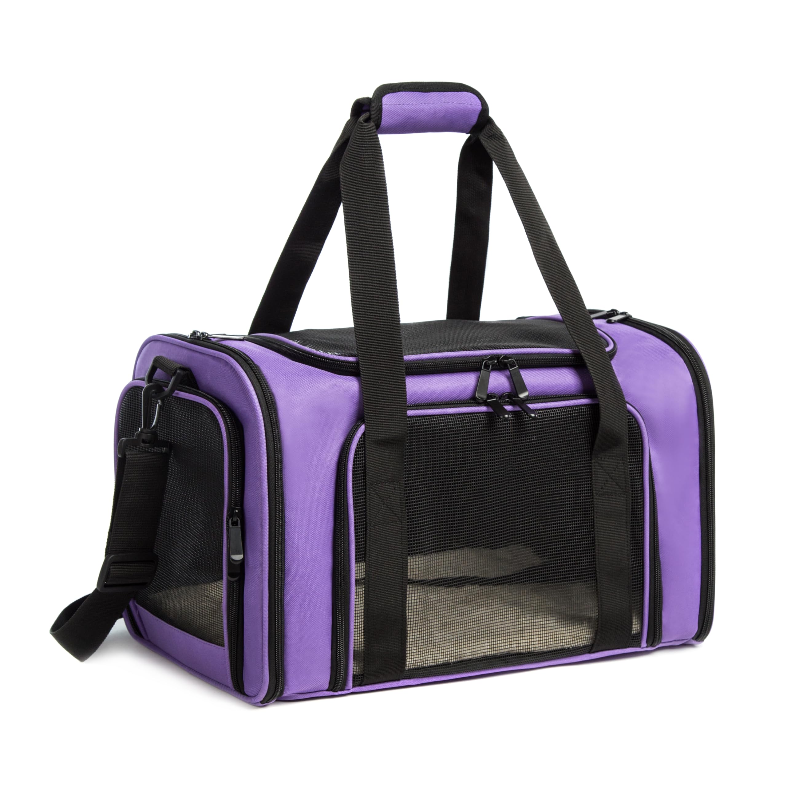 Airline Approved Collapsible Soft-Sided Pet Carrier for Small & Medium Cats & Dogs Up to 15 lbs - Purple Travel Cat Bag & Dog Carrier for Airplane, Car, Vet Visits & Outdoor Adventures