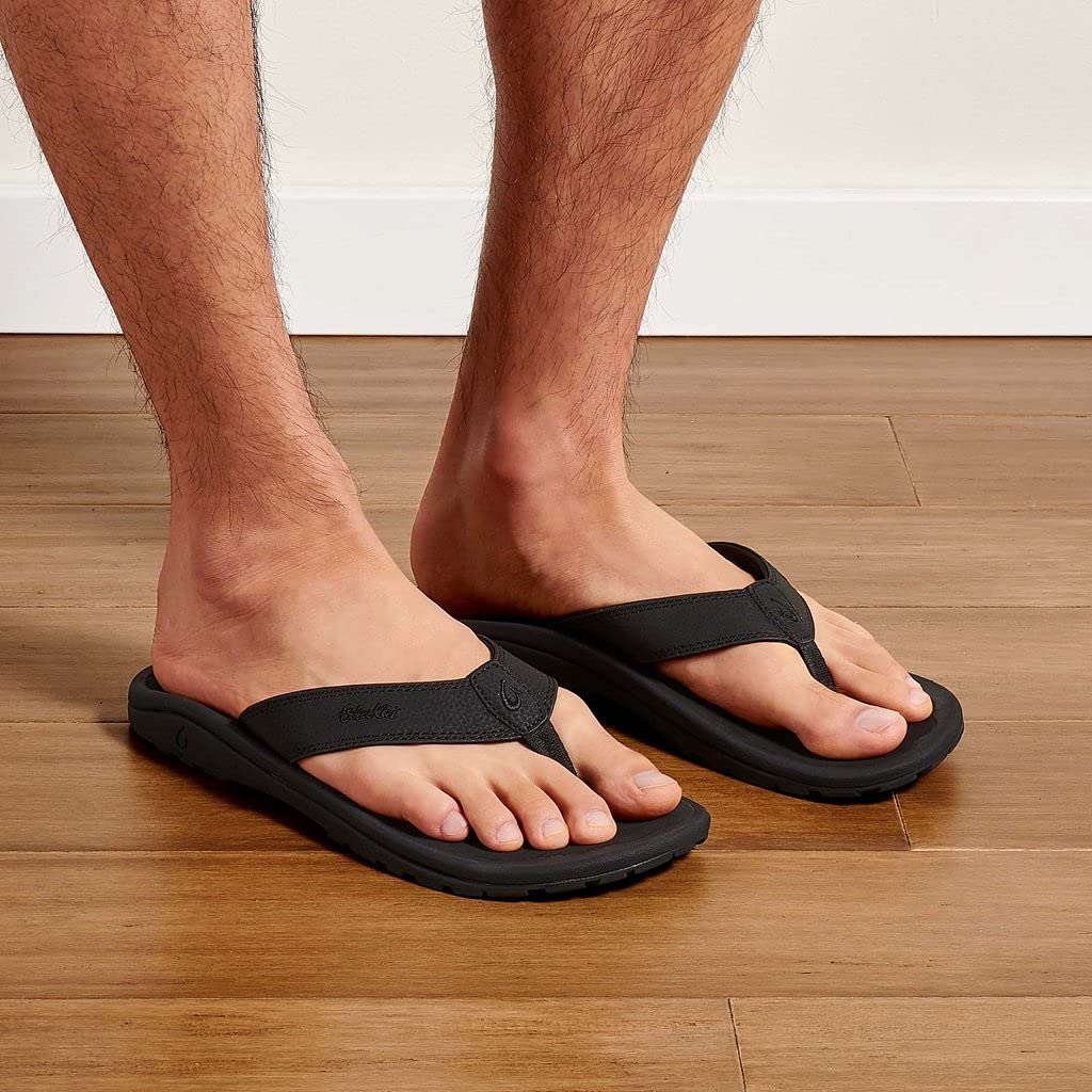 OluKai Men's Ohana Sandals - Black/Black Size 14 D (Medium) - Comfortable Waterproof Beach & Casual Walking Shoes for Men