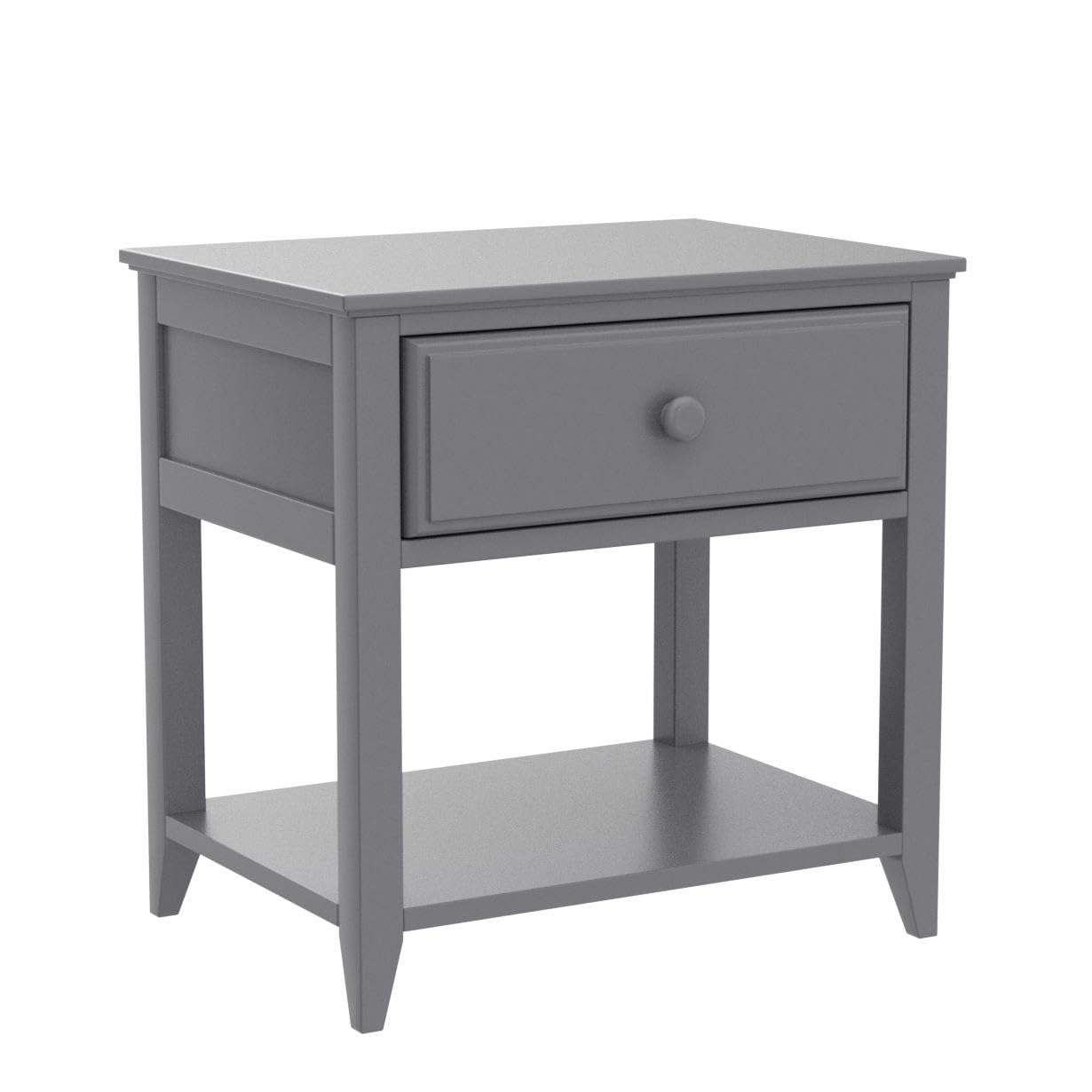 Plank+Beam Modern Nightstand with Drawer and Open Shelf - Grey Wood Bedside Table for Bedroom, Living Room & Office Storage