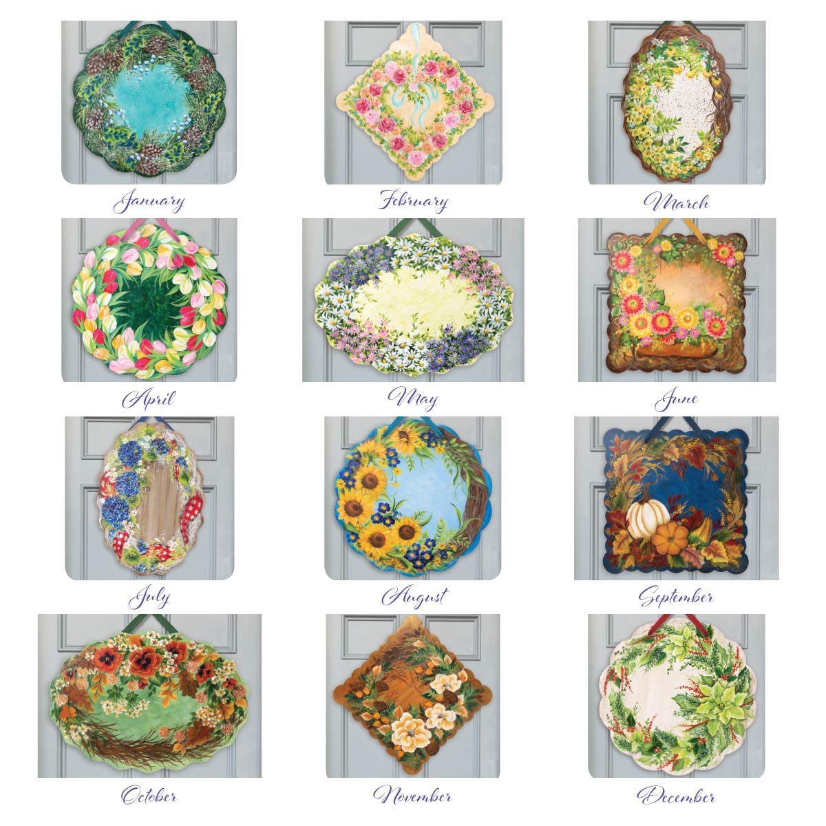FolkArt One Stroke Wreath of the Month Paint Kit - DIY Acrylic Painting Set for Seasonal Home Decor, Holiday Crafts & Art Projects