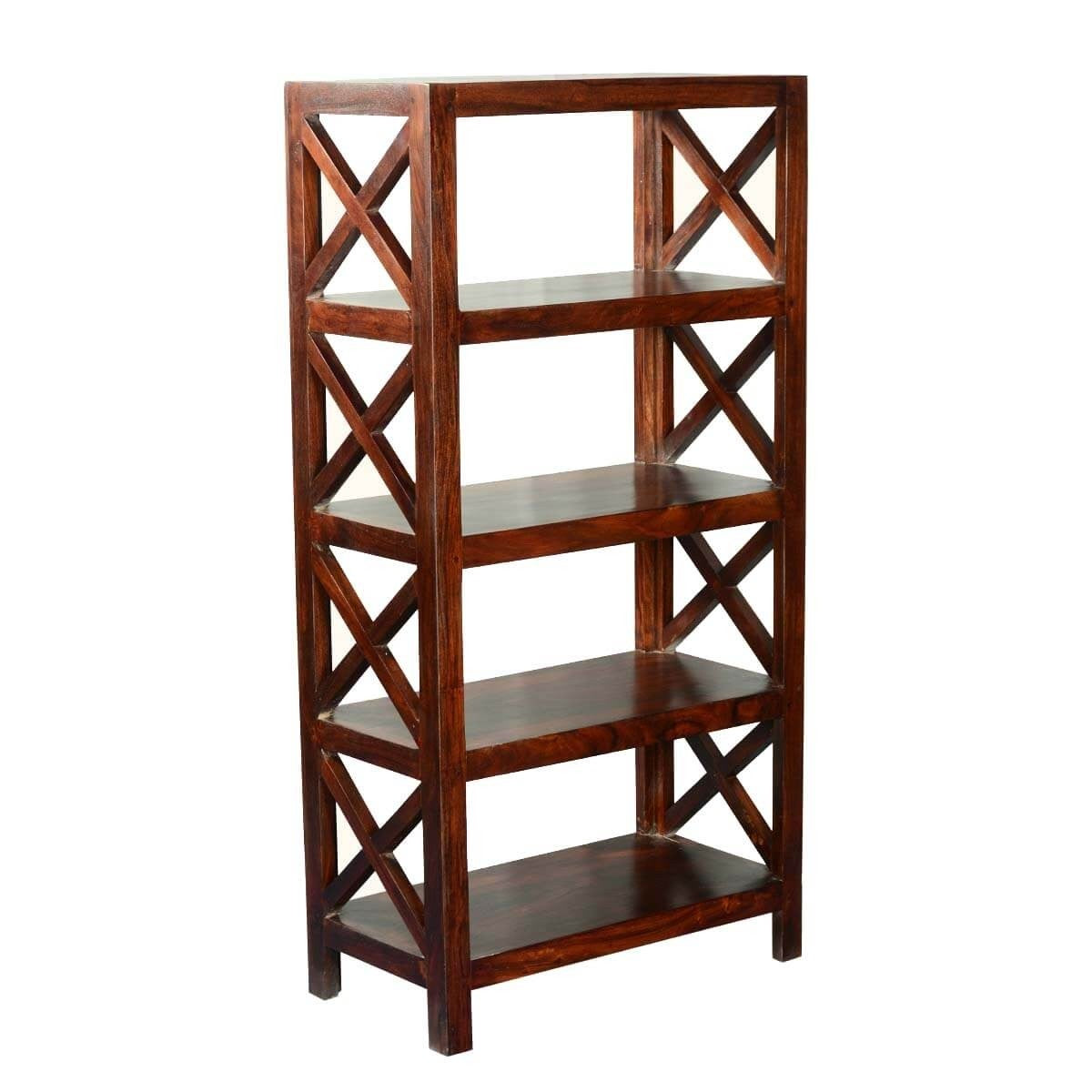 Rustic Solid Wood 4-Tier Open Shelf Bookcase for Office, Living Room & Home Decor - Perfect for Books, Storage & Display