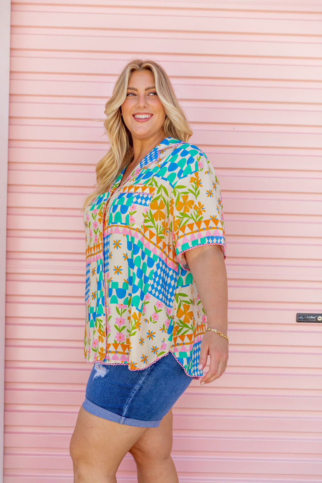 Luella Patch Garden Print Shirt - Stylish Floral Blouse for Women | Perfect for Casual Outings, Office Wear & Spring Fashion