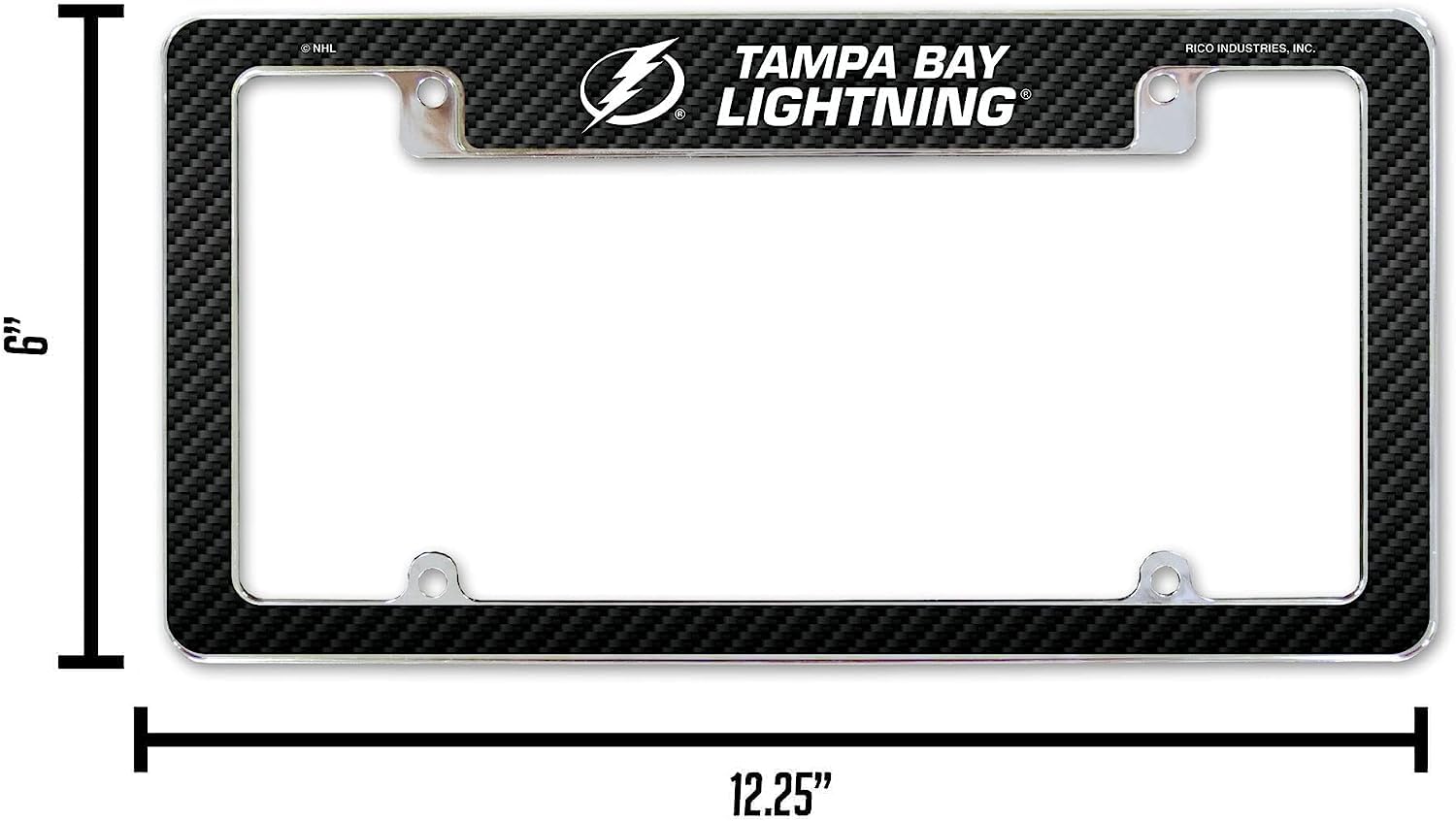 Tampa Bay Lightning NHL Chrome Metal License Plate Frames (Set of 2) - Carbon Fiber Design - Perfect for Cars, Trucks & Motorcycles - Show Team Spirit On The Road
