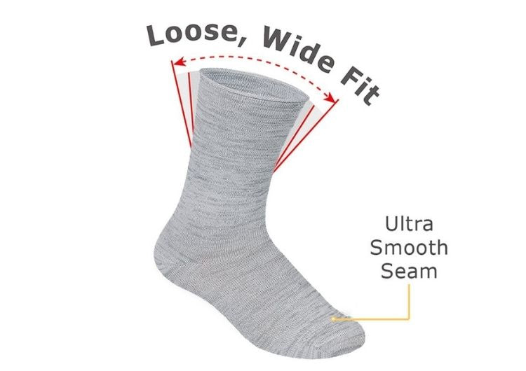 Extra Roomy Thick Gray Socks for Men & Women - Comfortable Winter & Outdoor Activities