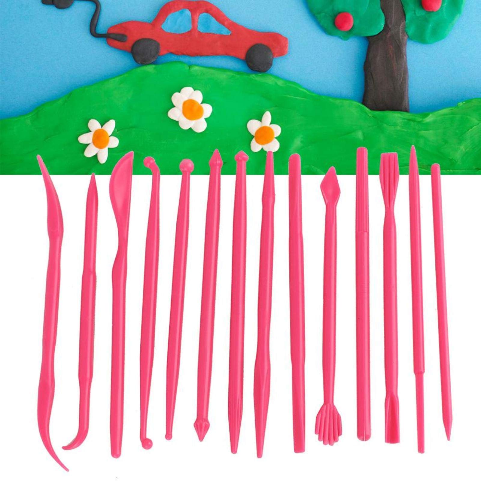 14Pcs Professional Pottery Carving Tools Set - Clay Sculpting Kit for Ceramics, Polymer Clay & Fondant Cake Decorating - Rose Red (Perfect for DIY Crafts, Home Art Projects & Gift Making)