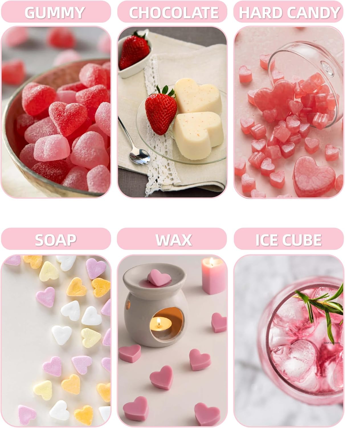 Skytail 55 Cavity Heart Silicone Mold with Dropper for Chocolate, Candy, Wax Melts - Perfect for DIY Treats, Candle Making, Ice Cubes & Aromatherapy Gifts | Valentine's Day, Wedding Favors, Party Decorations