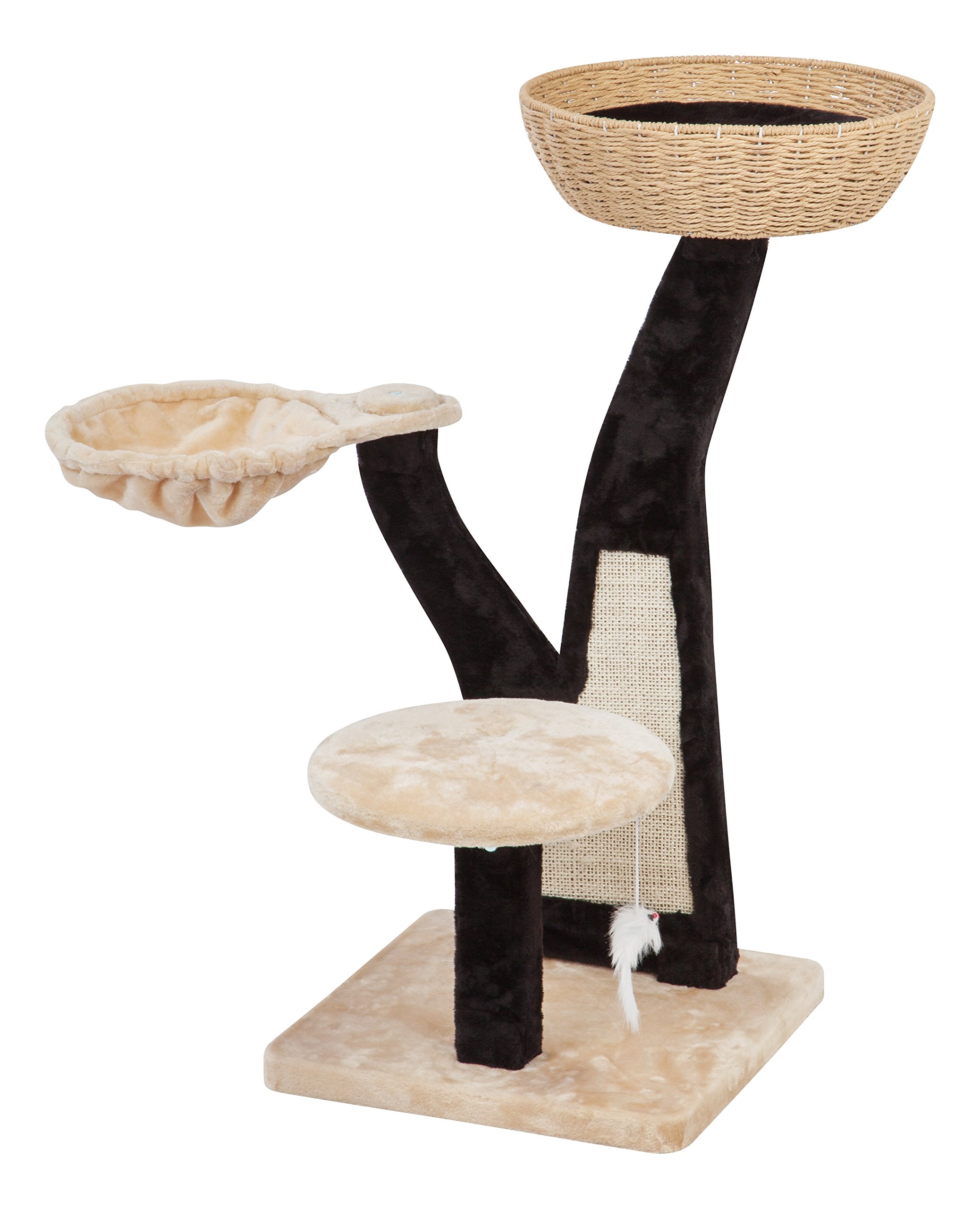 IRIS Cozy Cup Cat Tree - Soft Plush Cat Bed with Scratching Post for Indoor Cats - Perfect for Napping, Climbing & Playtime in Living Room or Bedroom