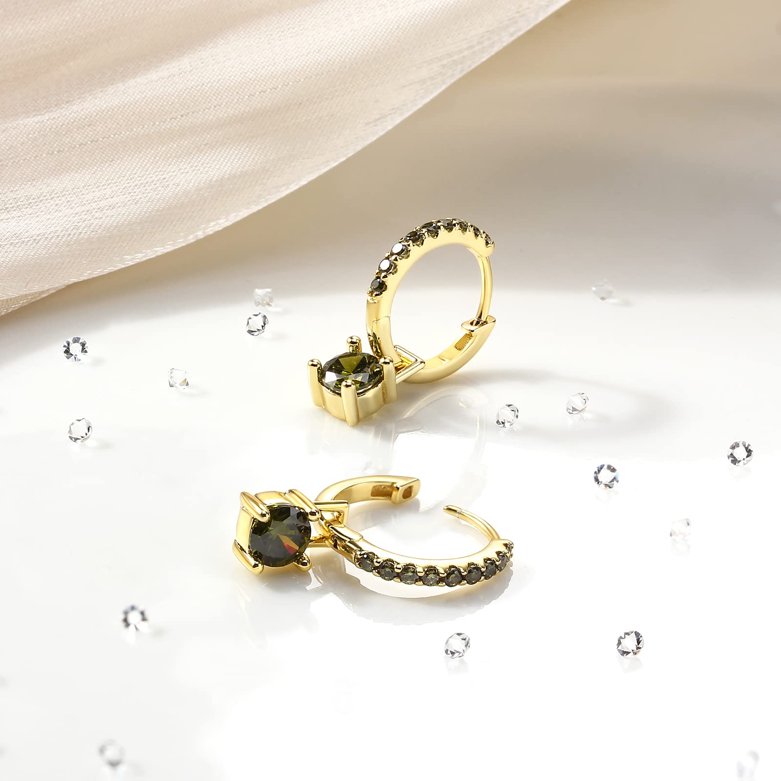 Gold Hoop Earrings for Women with Birthstones - Elegant Gold Plated Dainty Jewelry for Office, Wedding & Everyday Wear | Perfect Gift for Birthday, Anniversary & Special Occasions