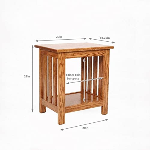 Amish Handcrafted Mission Style Oak End Table - Solid Wood Nightstand, Side Table, or Bedside Table - Made in USA (22.5 Inches) - Perfect for Bedrooms, Living Rooms & Home Offices