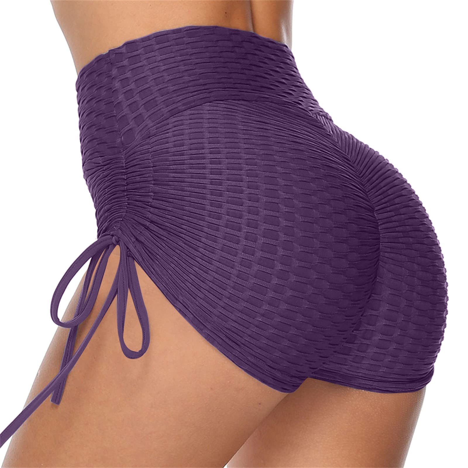 Women's Yoga Shorts with Drawstring - Slim Fit Summer Workout Pants, Tummy Control Compression Leggings, Elastic Waist Tights for Yoga, Running & Gym