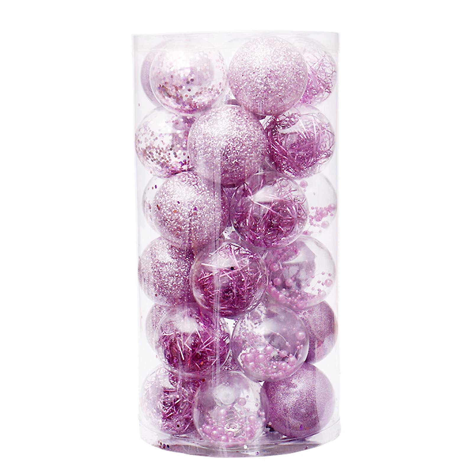 INIFLM 70mm/2.75 Inch Shatterproof Clear Plastic Christmas Ornaments - 30-Pack Assorted Decorative Xmas Baubles for Holiday Tree Decorations, Wedding Party & Home Decor (Stuffed Delicate Design)