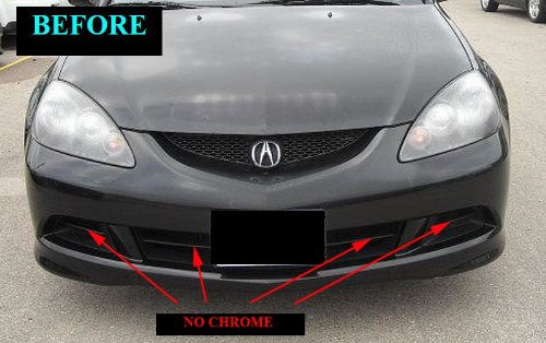 Chrome Grille Grill Kit for 2005-2006 Acura RSX Type S - Direct Fit Replacement - Upgrade Your Car's Front End Style (Perfect for Car Enthusiasts & Show Car Modifications)