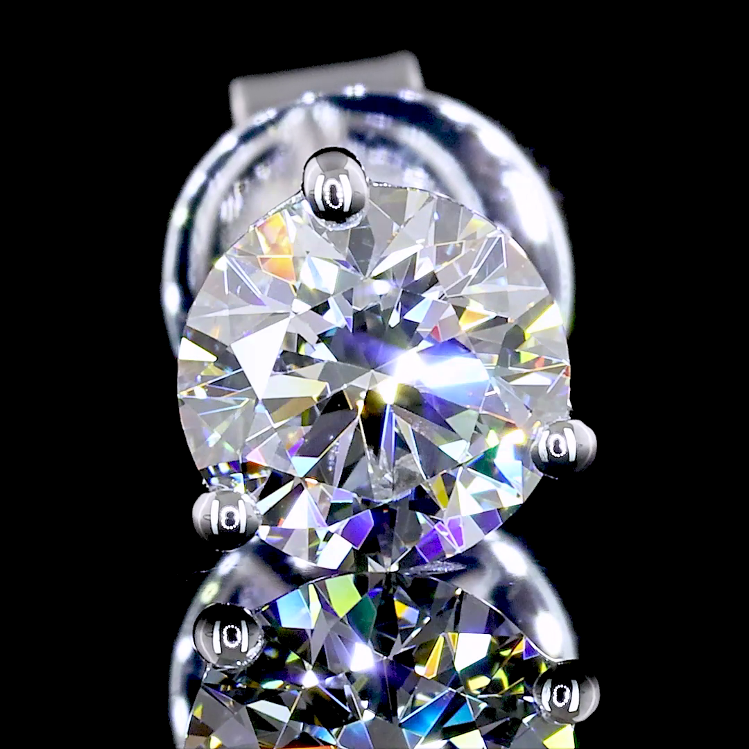 1.09 Carat Lab Grown Round Diamond D VVS2 14K White Gold Martini Stud Earrings for Women - Perfect for Weddings, Anniversaries & Special Occasions