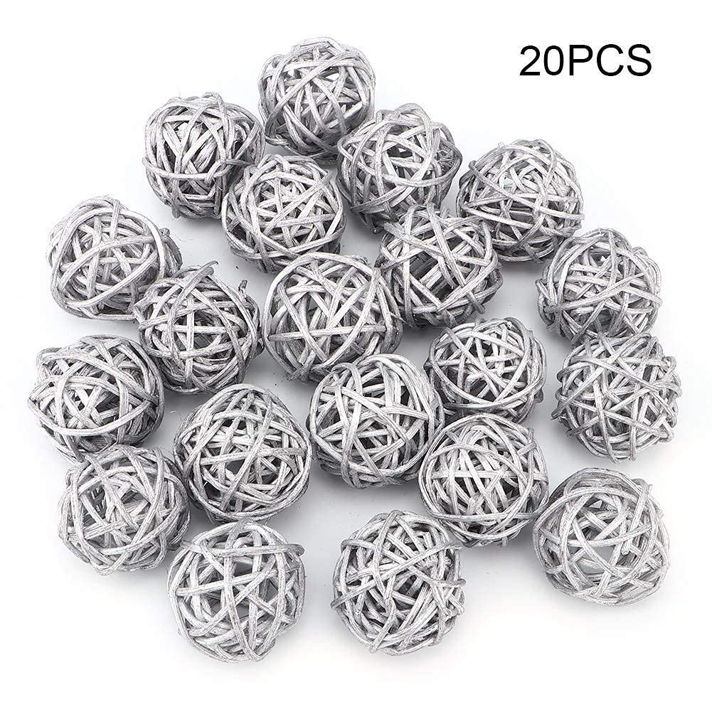 20PCS Natural Wicker Rattan Balls - Decorative Orbs for Vase Fillers, DIY Crafts, Wedding Centerpieces & Party Decor (1.18 Inch) - Perfect for Boho Home Decor, Table Scatter, Aromatherapy Diffusers & Gift Wrapping Accents