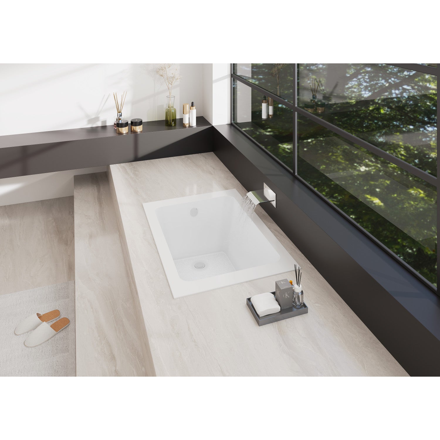 Aqua Eden 48 Inch Acrylic Rectangular Drop-In Bathtub with Anti-Skid Surface - Glossy White Freestanding Soaking Tub for Modern Bathroom & Spa Relaxation