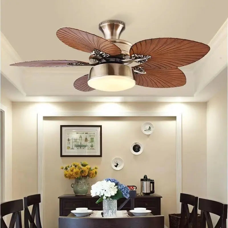 Noreen 52 Inch Leaf Ceiling Fan with Remote Control - Modern Indoor/Outdoor Ceiling Fan with LED Light - Perfect for Living Room, Bedroom, Patio and Office